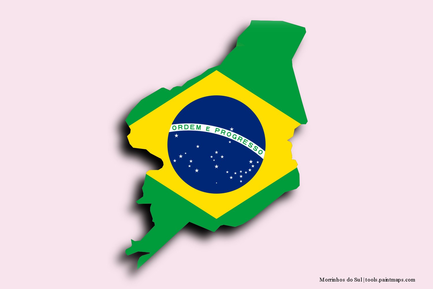 flag map of Morrinhos do Sul with 3D shadow effect