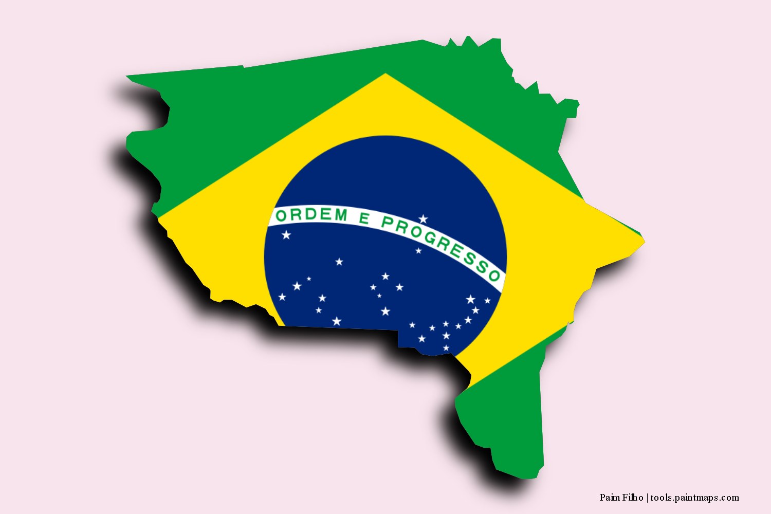 flag map of Paim Filho with 3D shadow effect