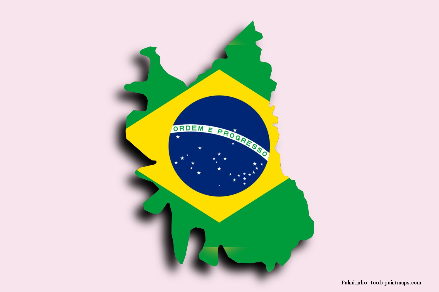 Mapa de la bandera de Palmitinho con efecto de sombra 3D