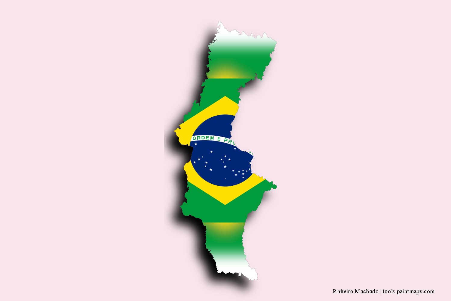 flag map of Pinheiro Machado with 3D shadow effect