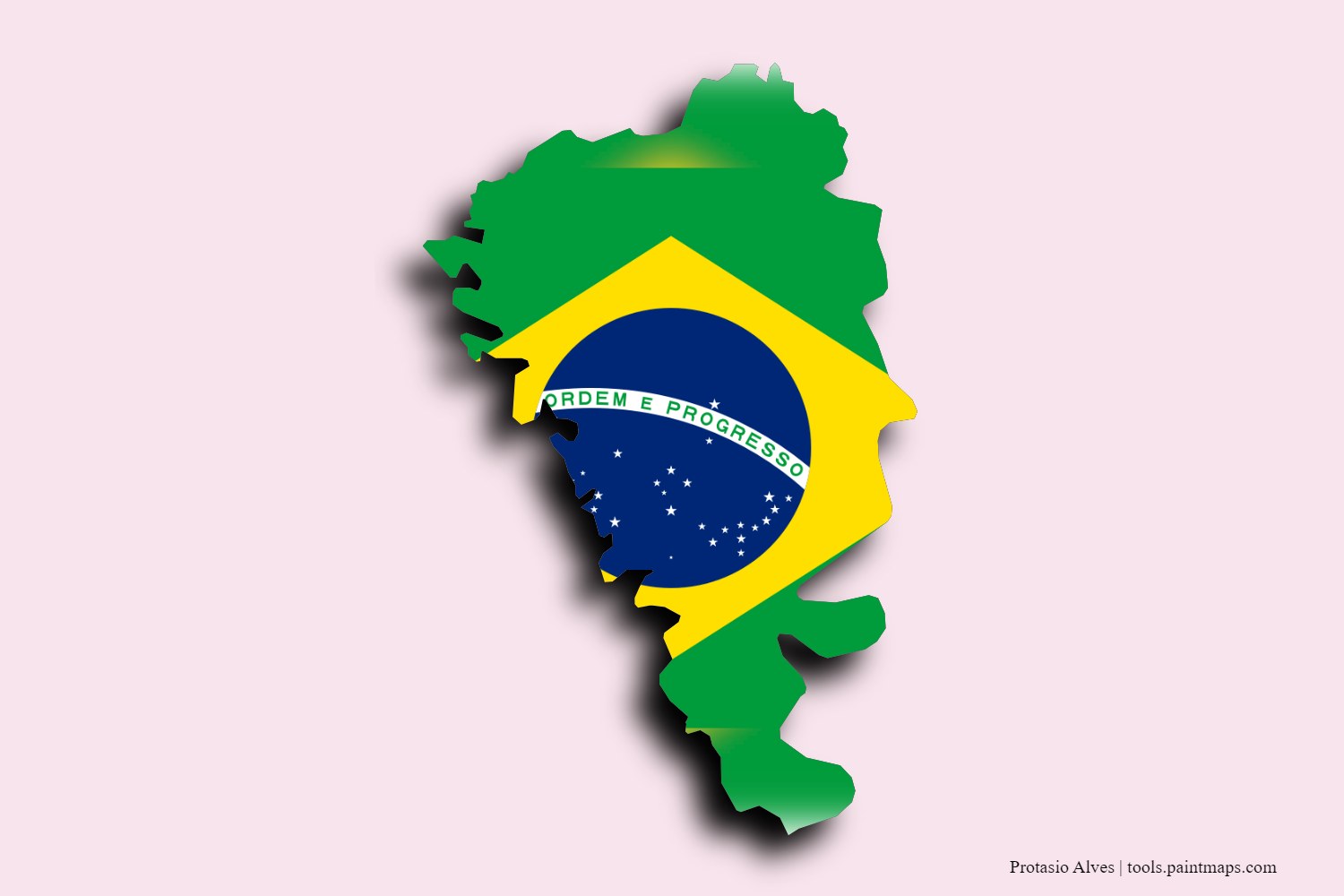 Mapa de la bandera de Protasio Alves con efecto de sombra 3D