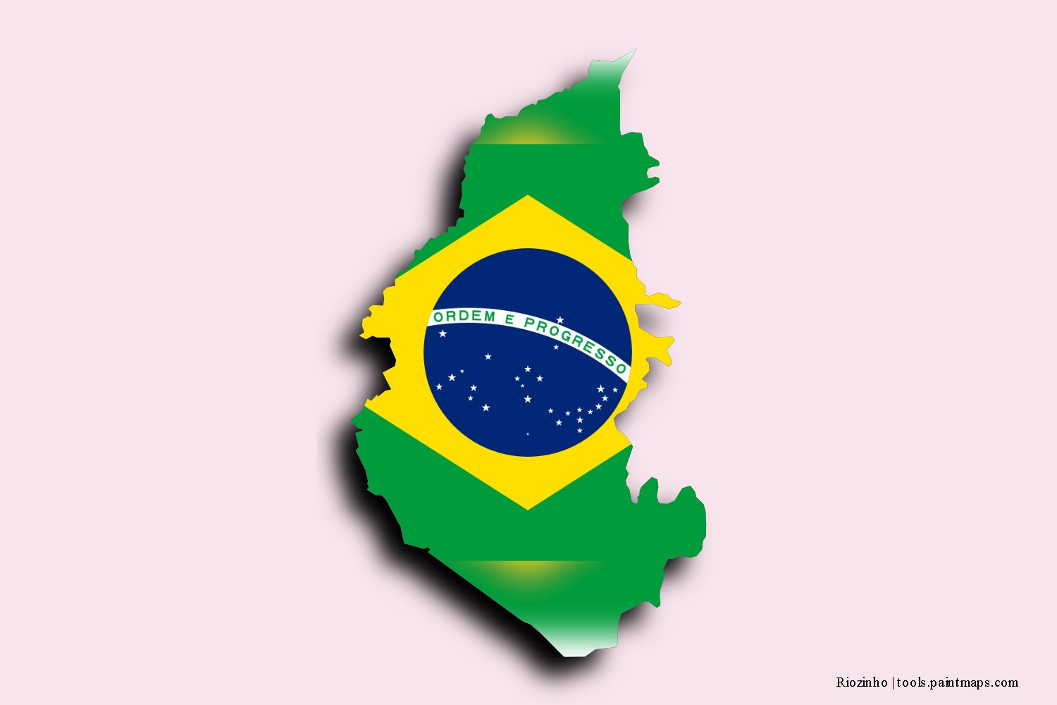 flag map of Riozinho with 3D shadow effect