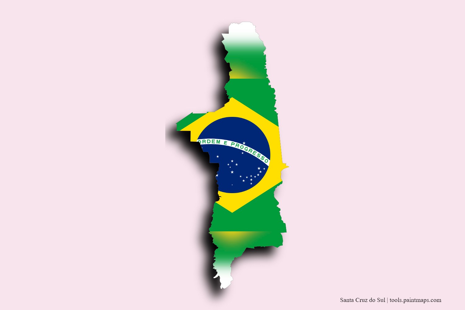 flag map of Santa Cruz do Sul with 3D shadow effect