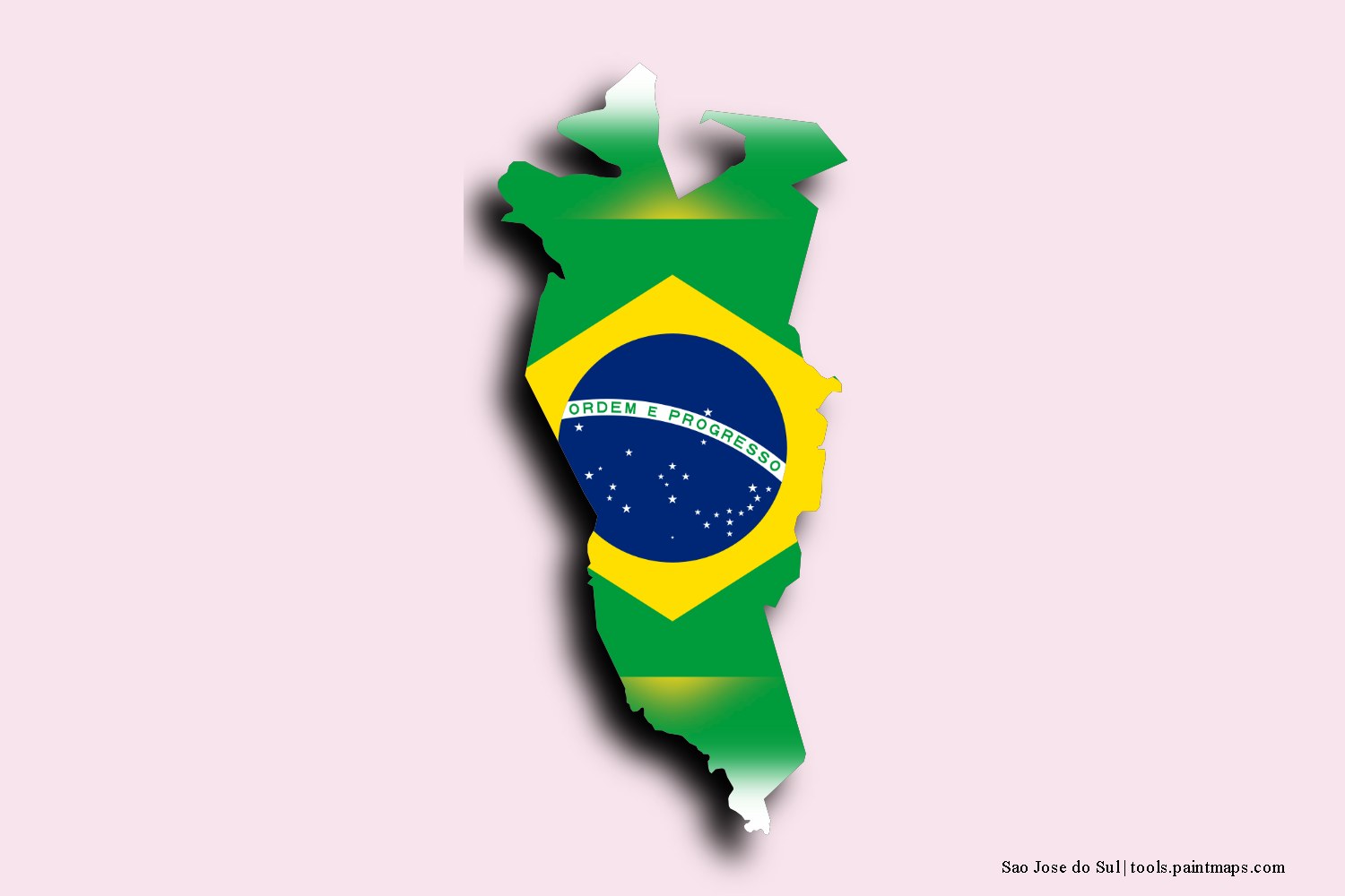 flag map of Sao Jose do Sul with 3D shadow effect