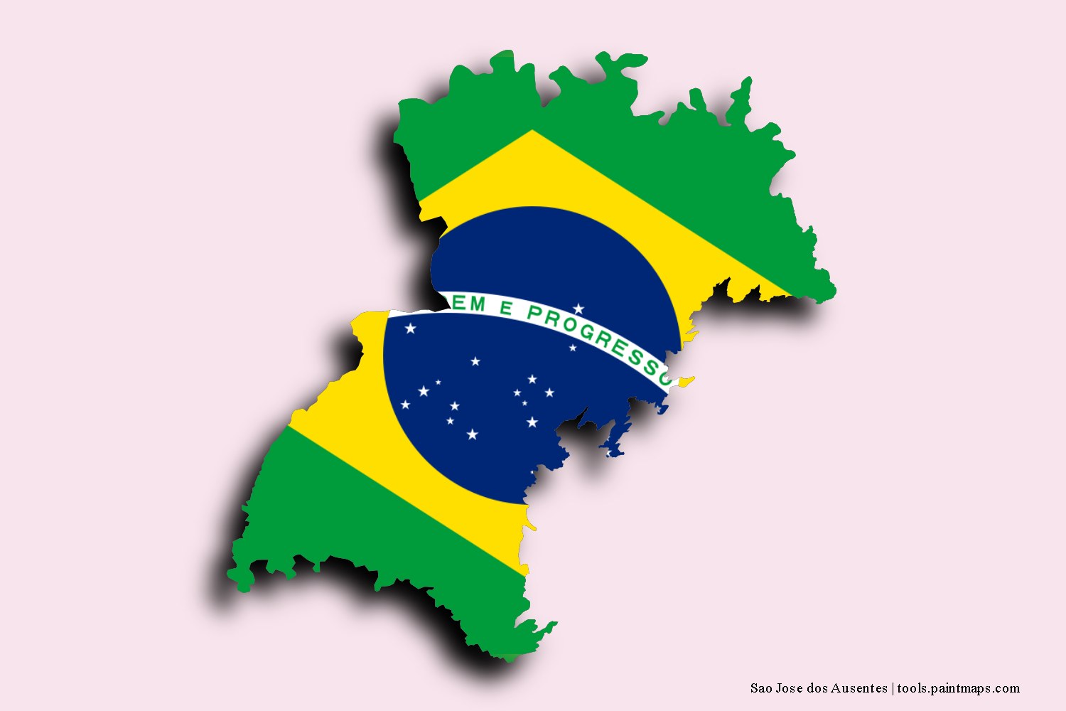 flag map of Sao Jose dos Ausentes with 3D shadow effect