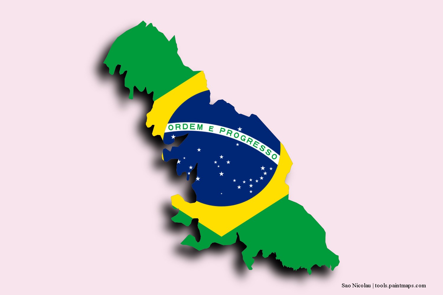 Mapa de la bandera de Sao Nicolau con efecto de sombra 3D