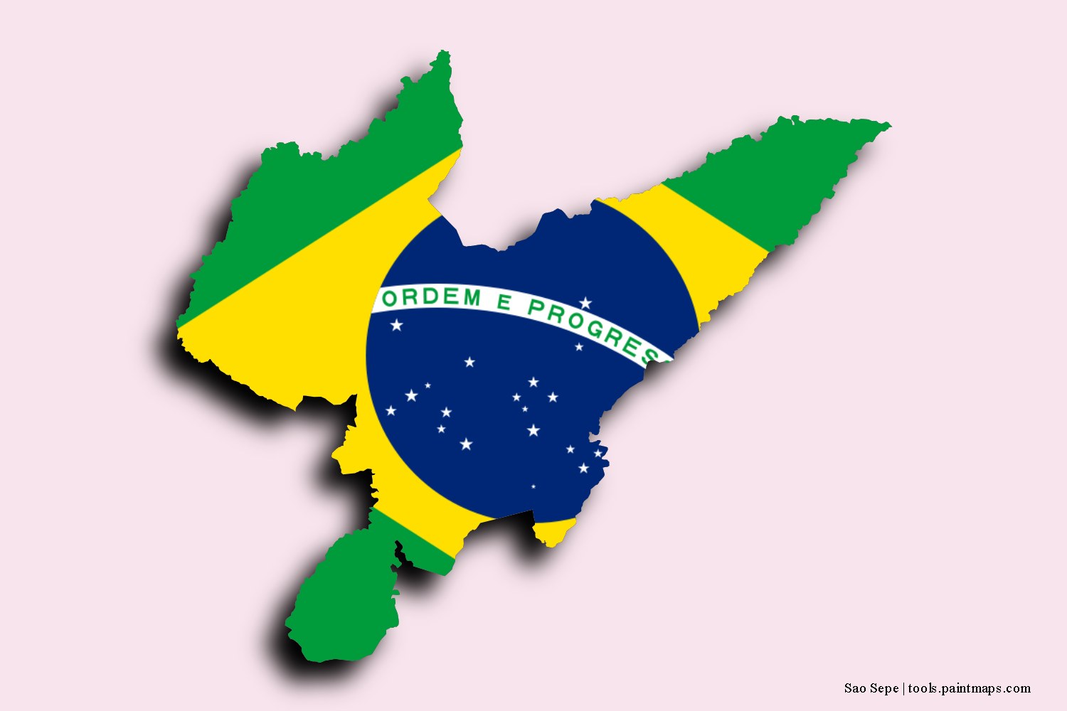 flag map of Sao Sepe with 3D shadow effect