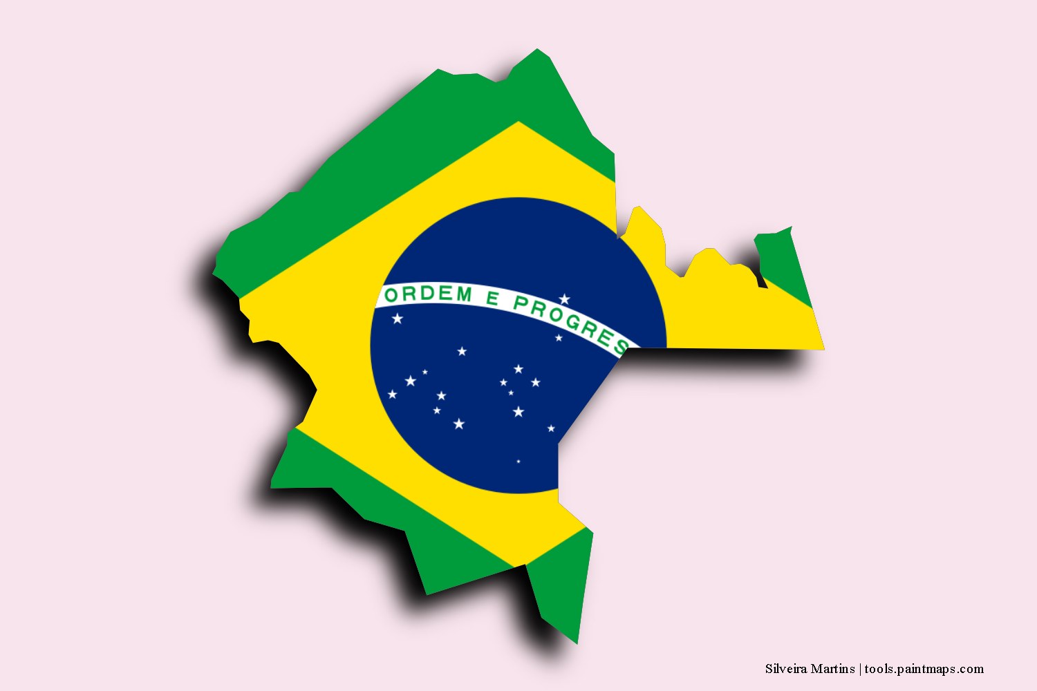 flag map of Silveira Martins with 3D shadow effect