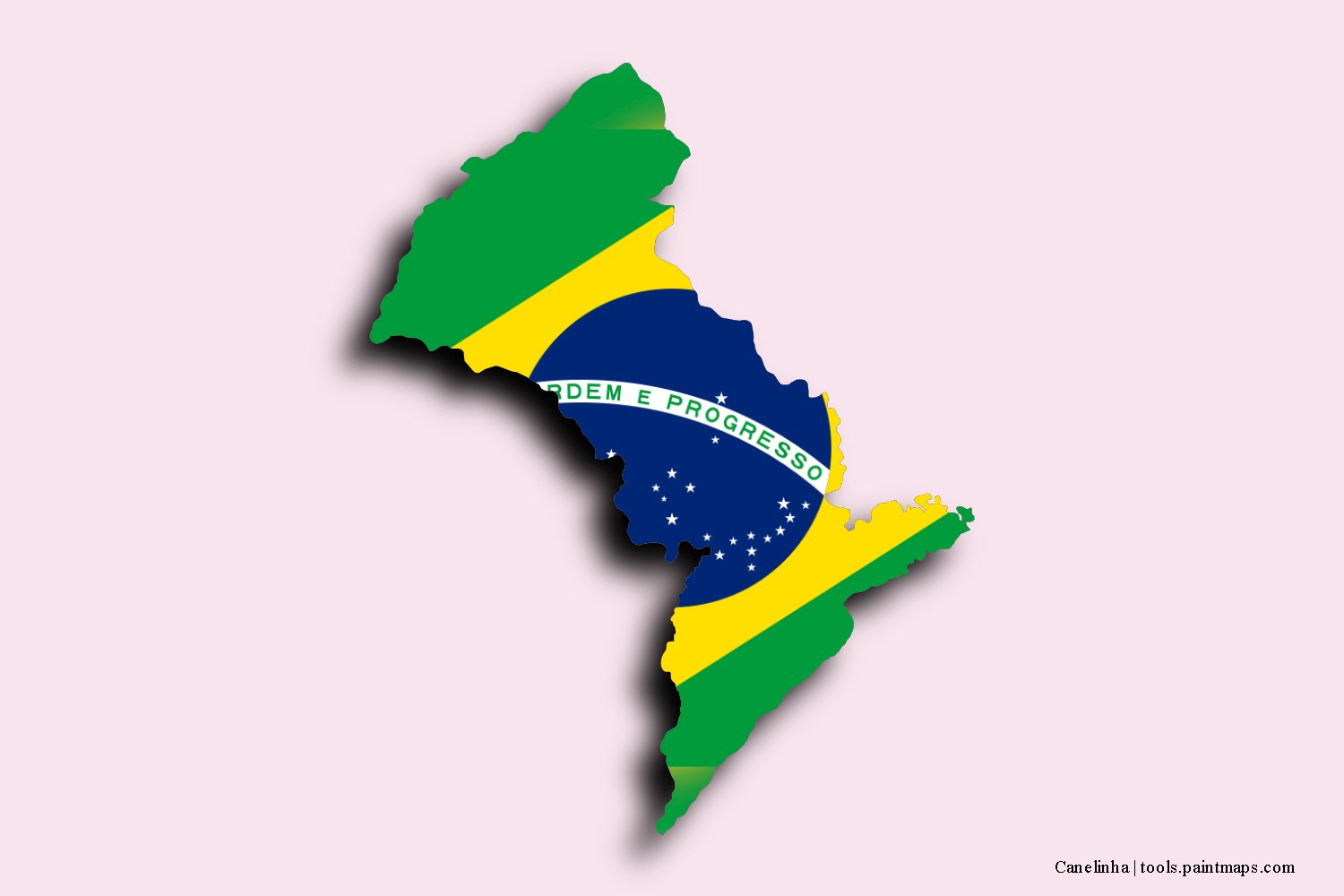 flag map of Canelinha with 3D shadow effect