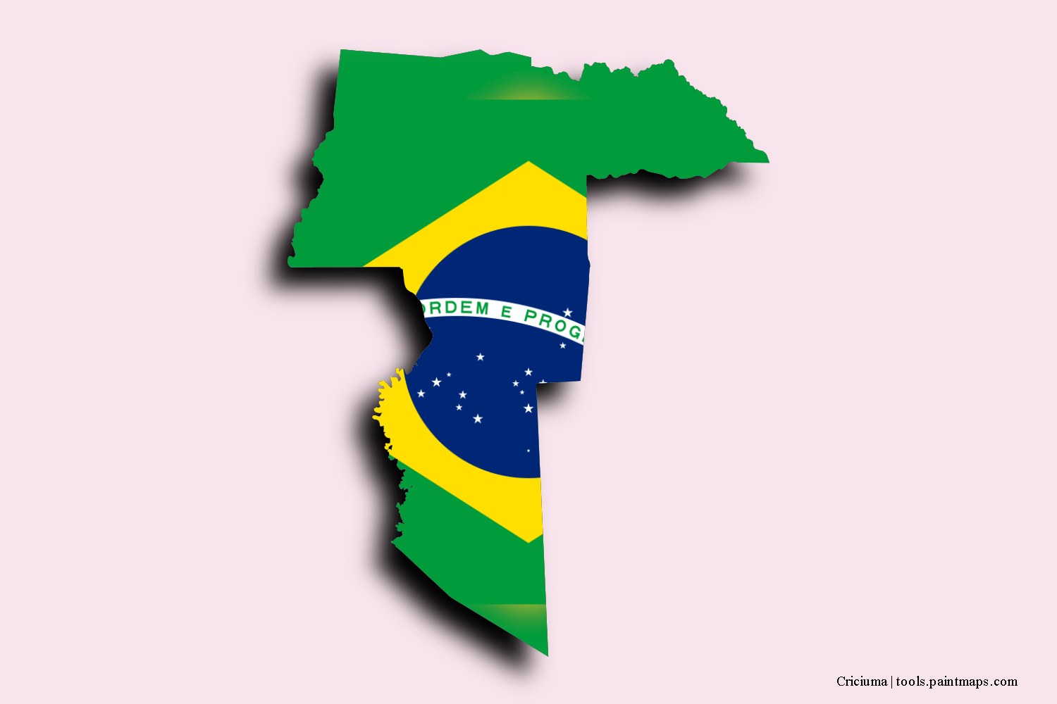 flag map of Criciuma with 3D shadow effect