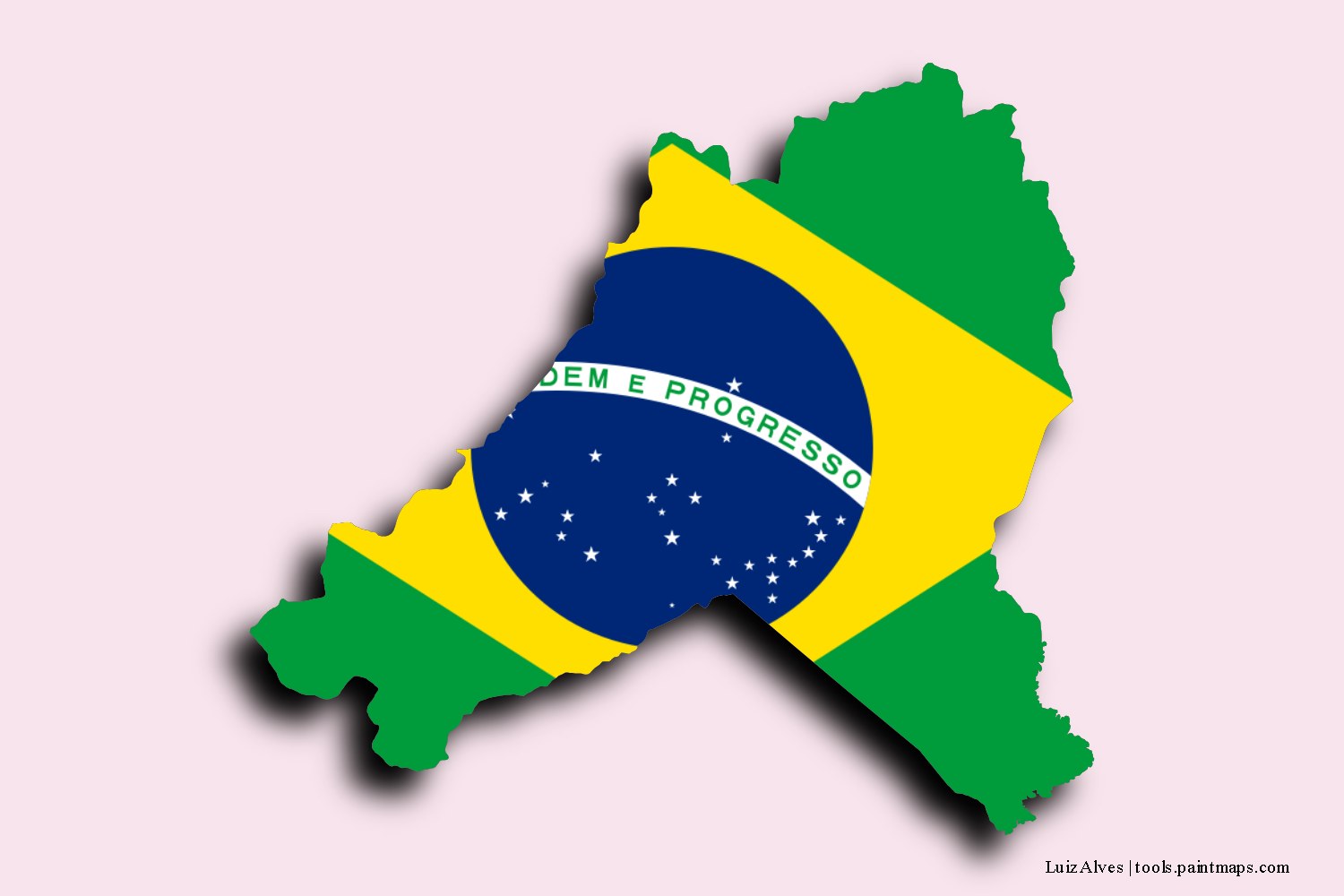 flag map of Luiz Alves with 3D shadow effect