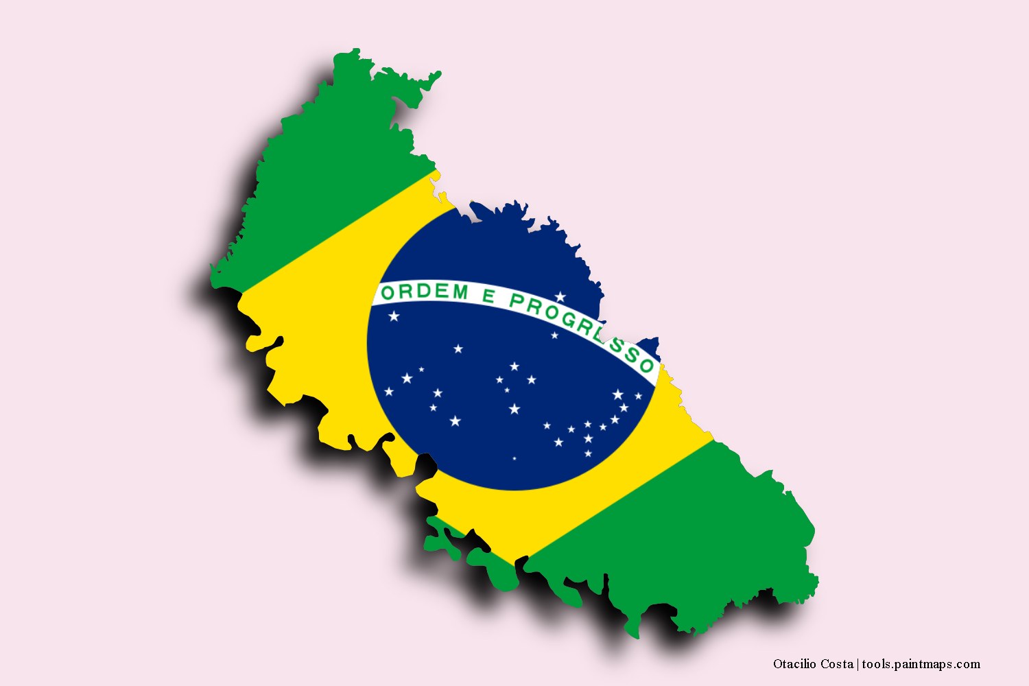 flag map of Otacilio Costa with 3D shadow effect