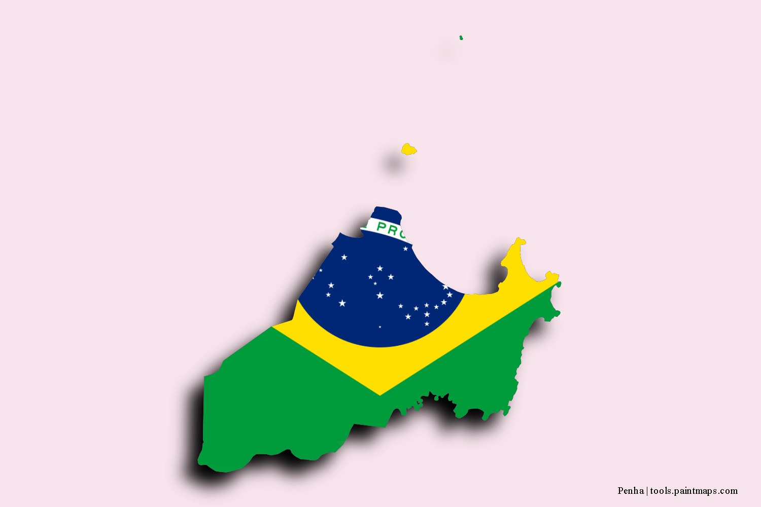 flag map of Penha with 3D shadow effect