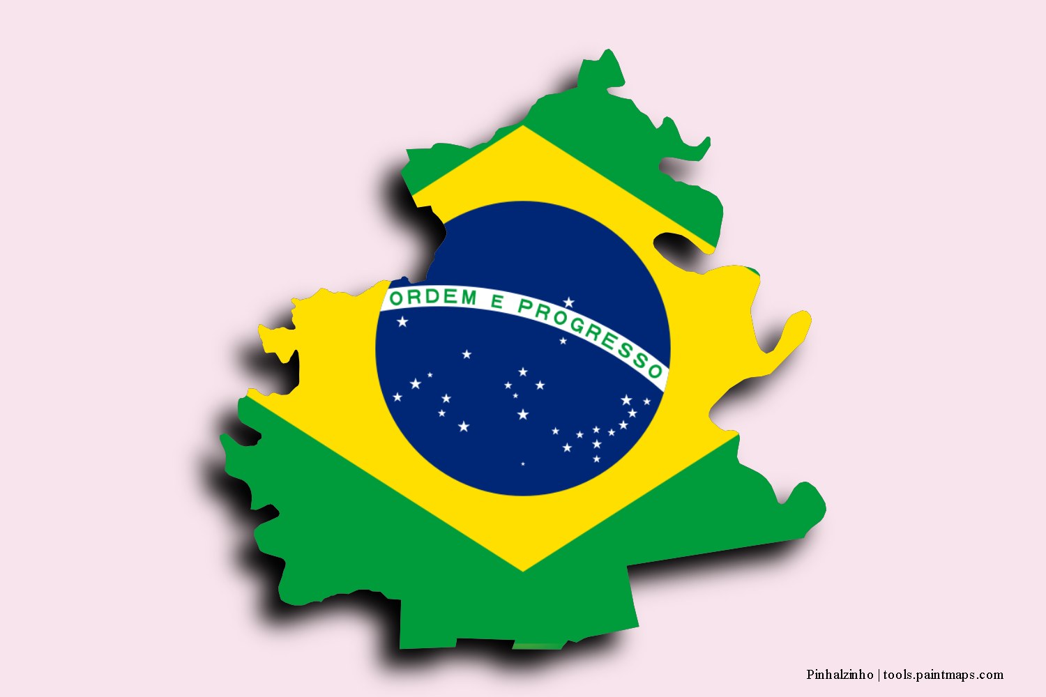 flag map of Pinhalzinho with 3D shadow effect