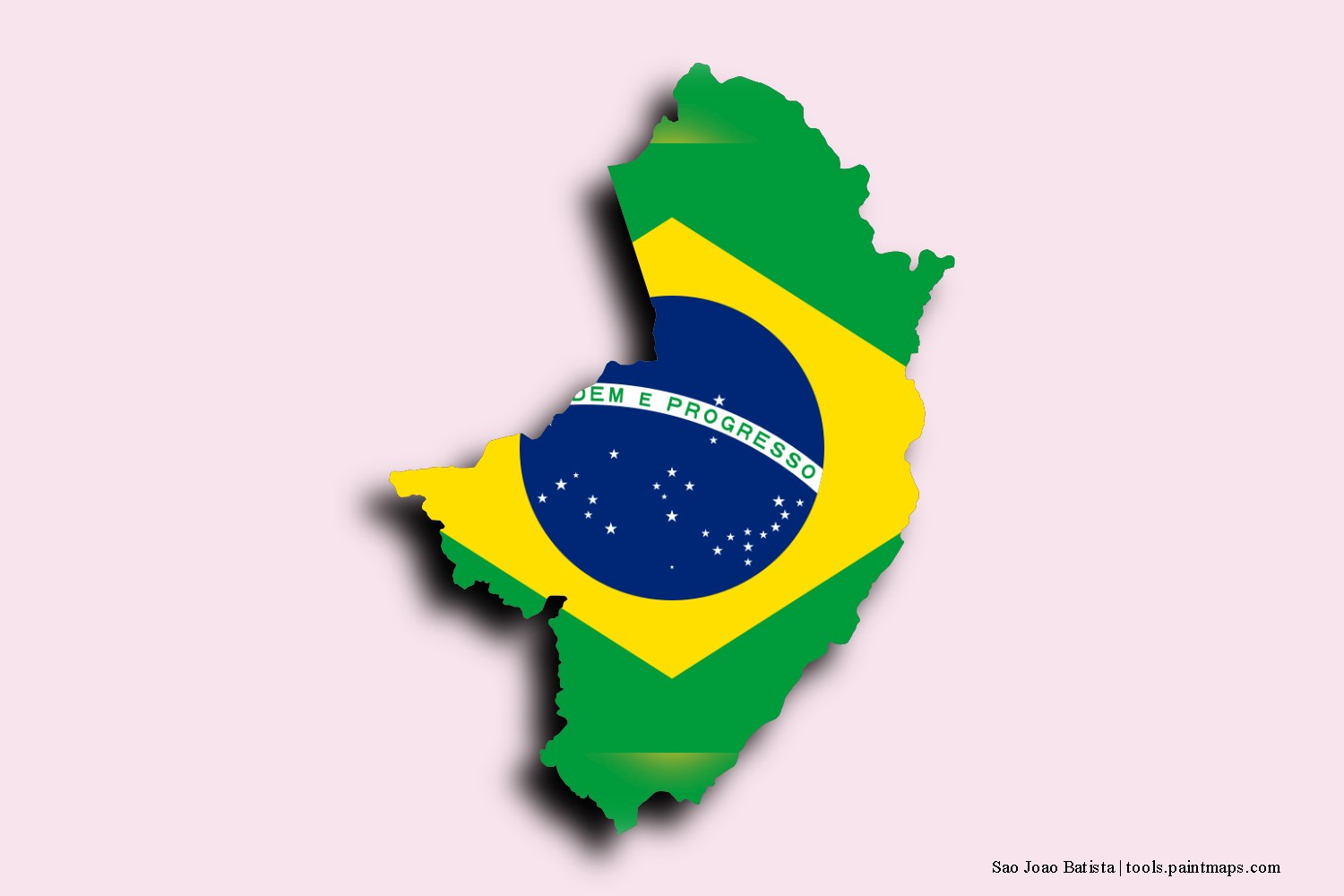 flag map of Sao Joao Batista with 3D shadow effect