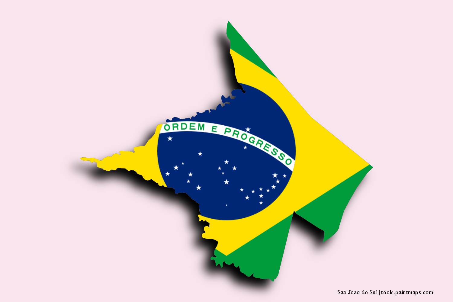 flag map of Sao Joao do Sul with 3D shadow effect