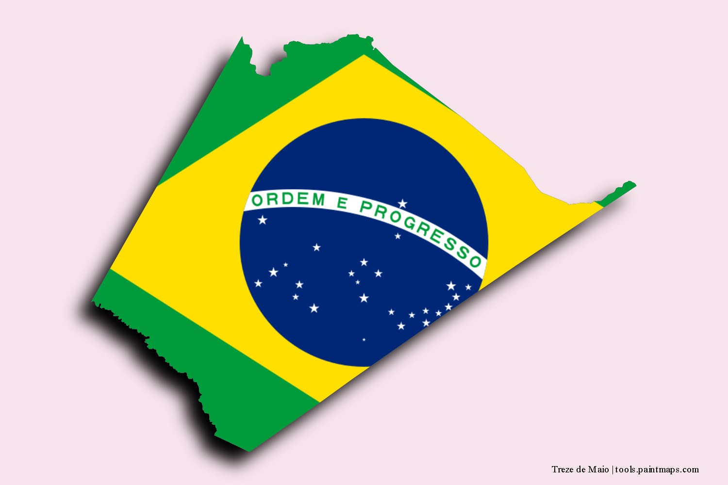 flag map of Treze de Maio with 3D shadow effect