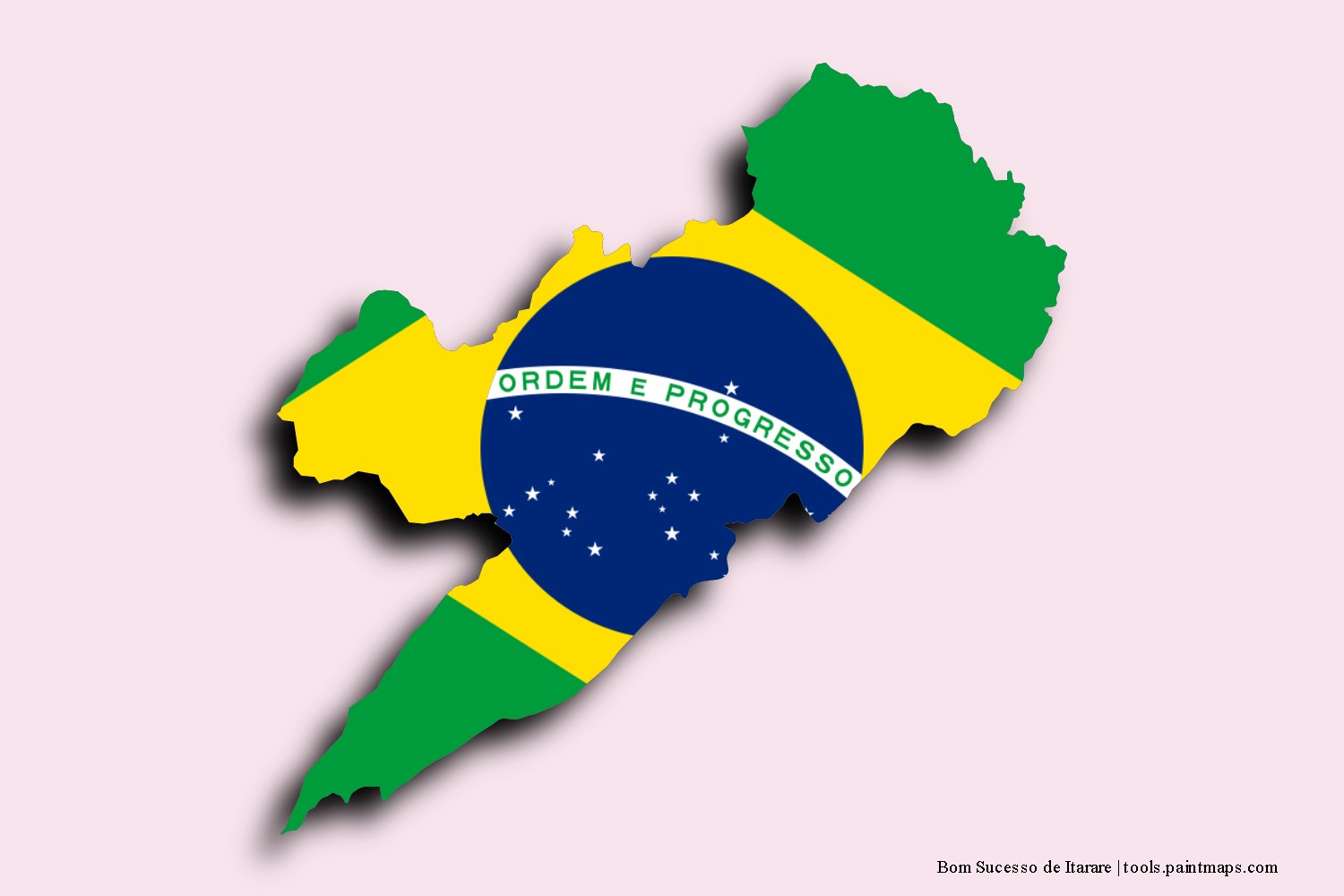 flag map of Bom Sucesso de Itarare with 3D shadow effect