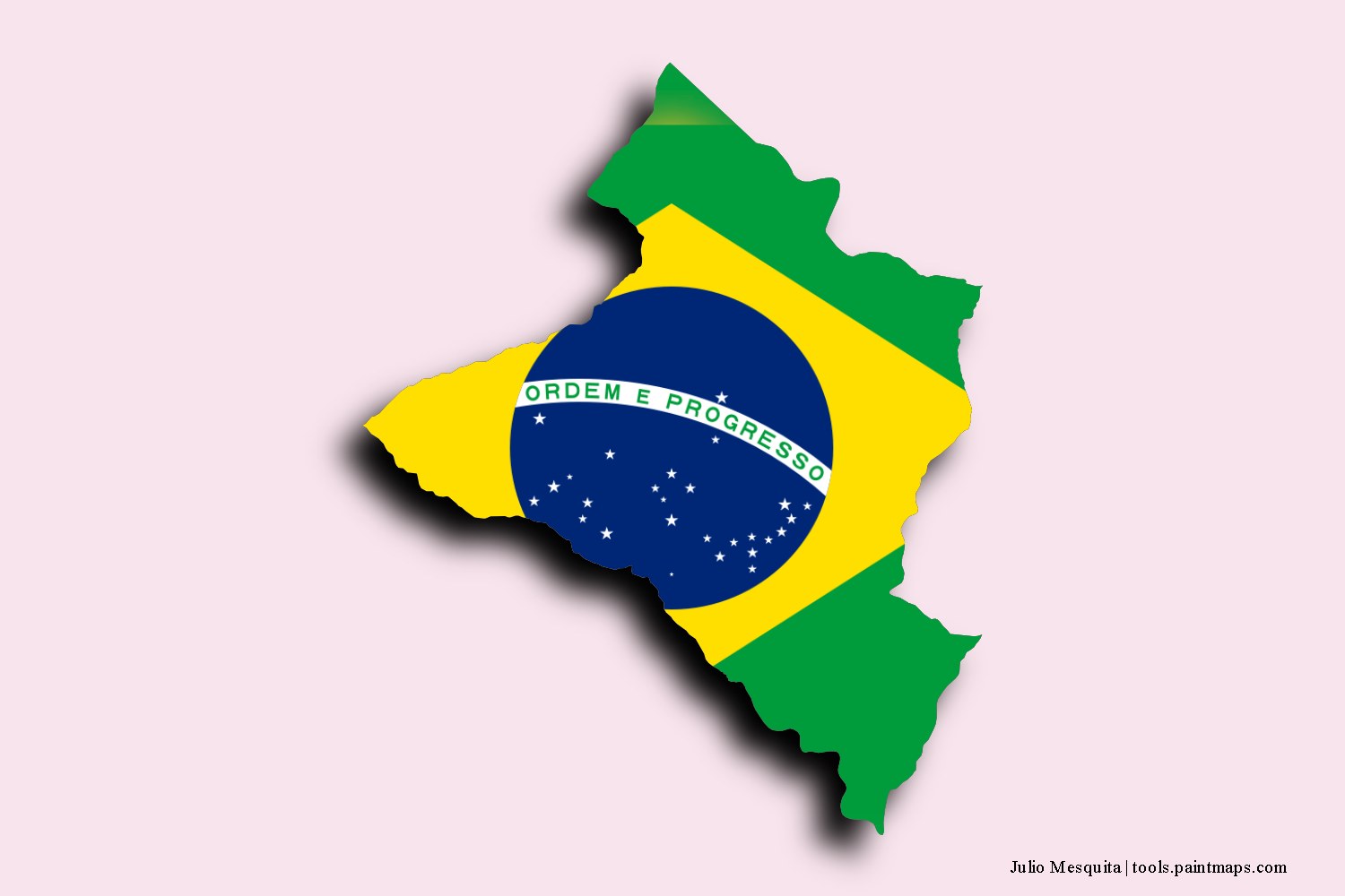 flag map of Julio Mesquita with 3D shadow effect