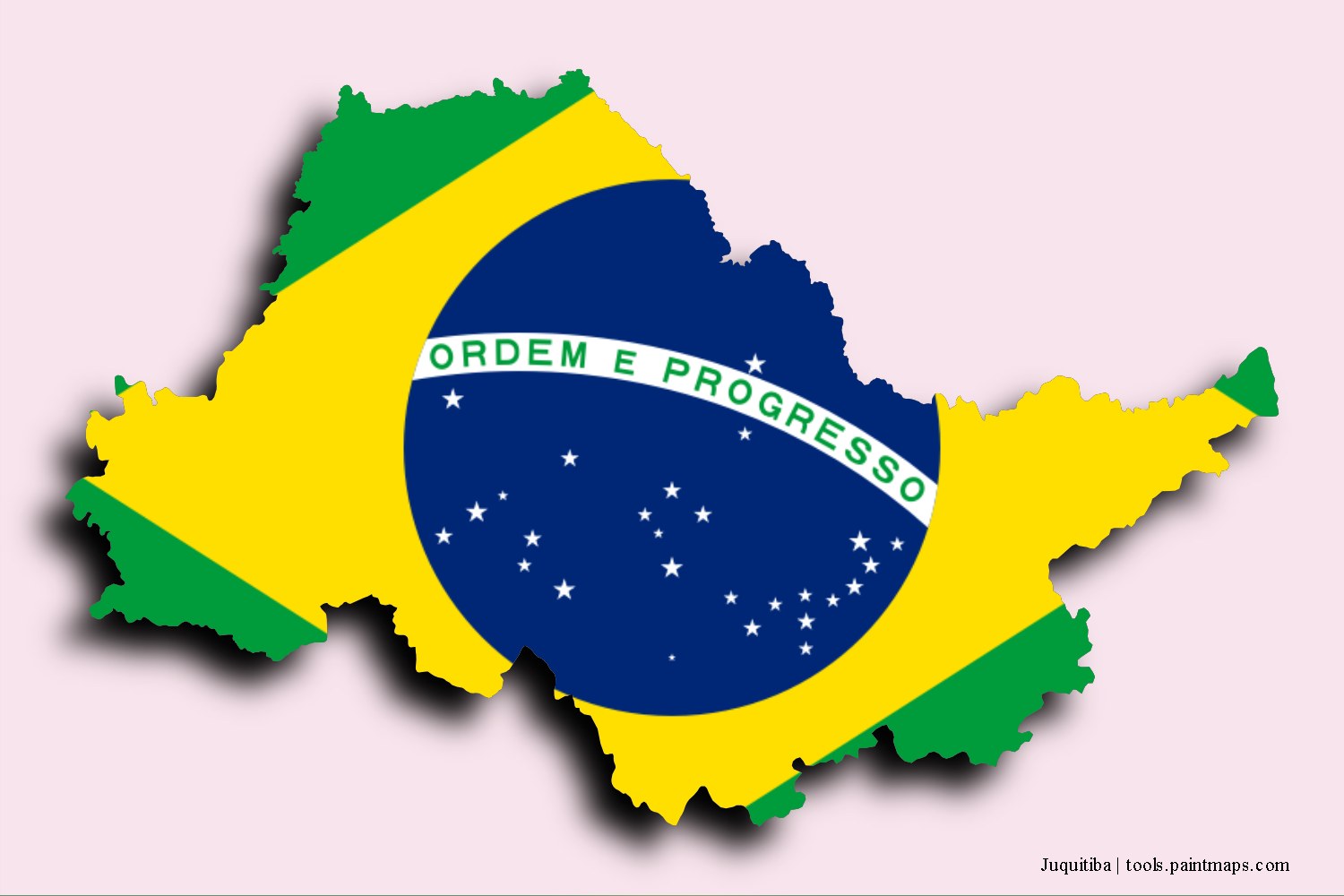 Mapa de la bandera de Juquitiba con efecto de sombra 3D