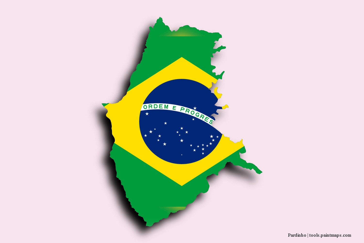 flag map of Pardinho with 3D shadow effect