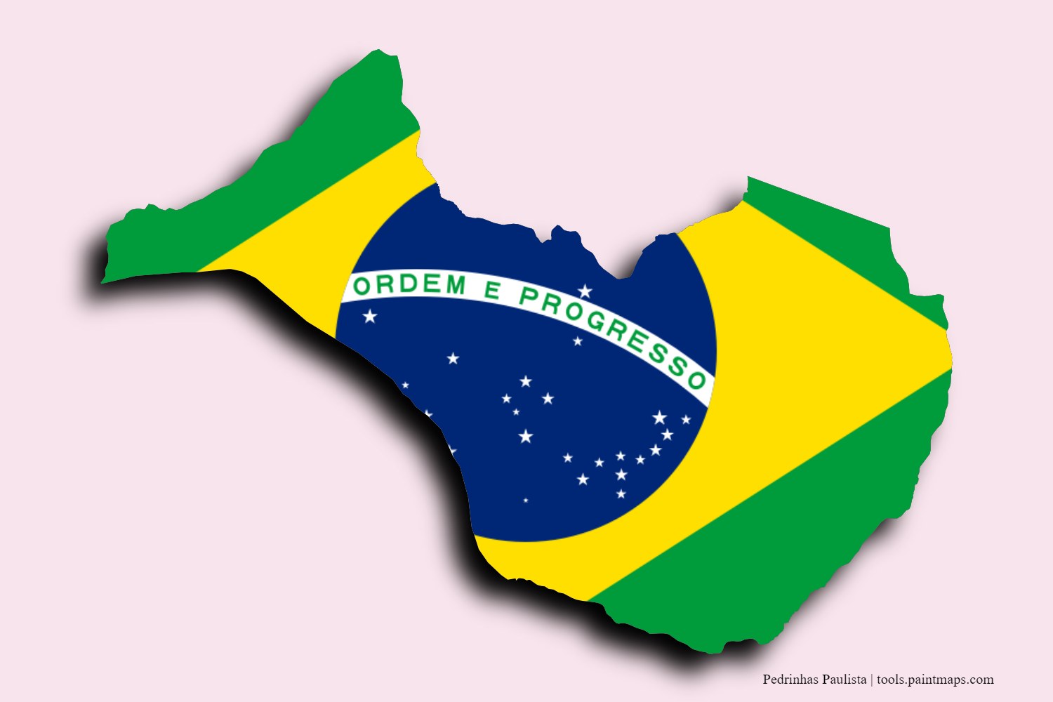 flag map of Pedrinhas Paulista with 3D shadow effect