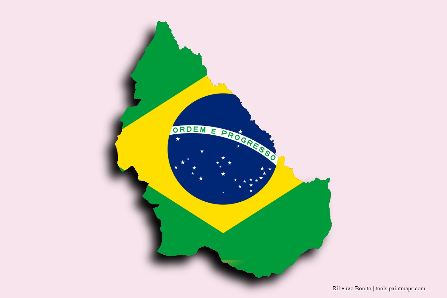 flag map of Ribeirao Bonito with 3D shadow effect