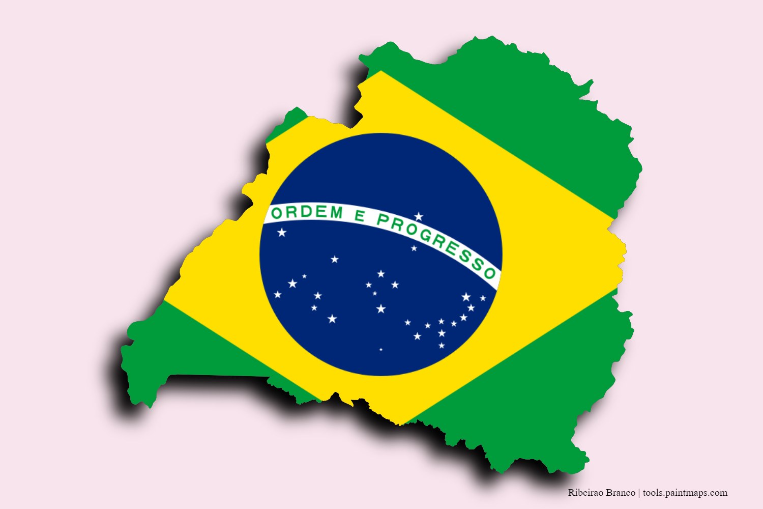 flag map of Ribeirao Branco with 3D shadow effect