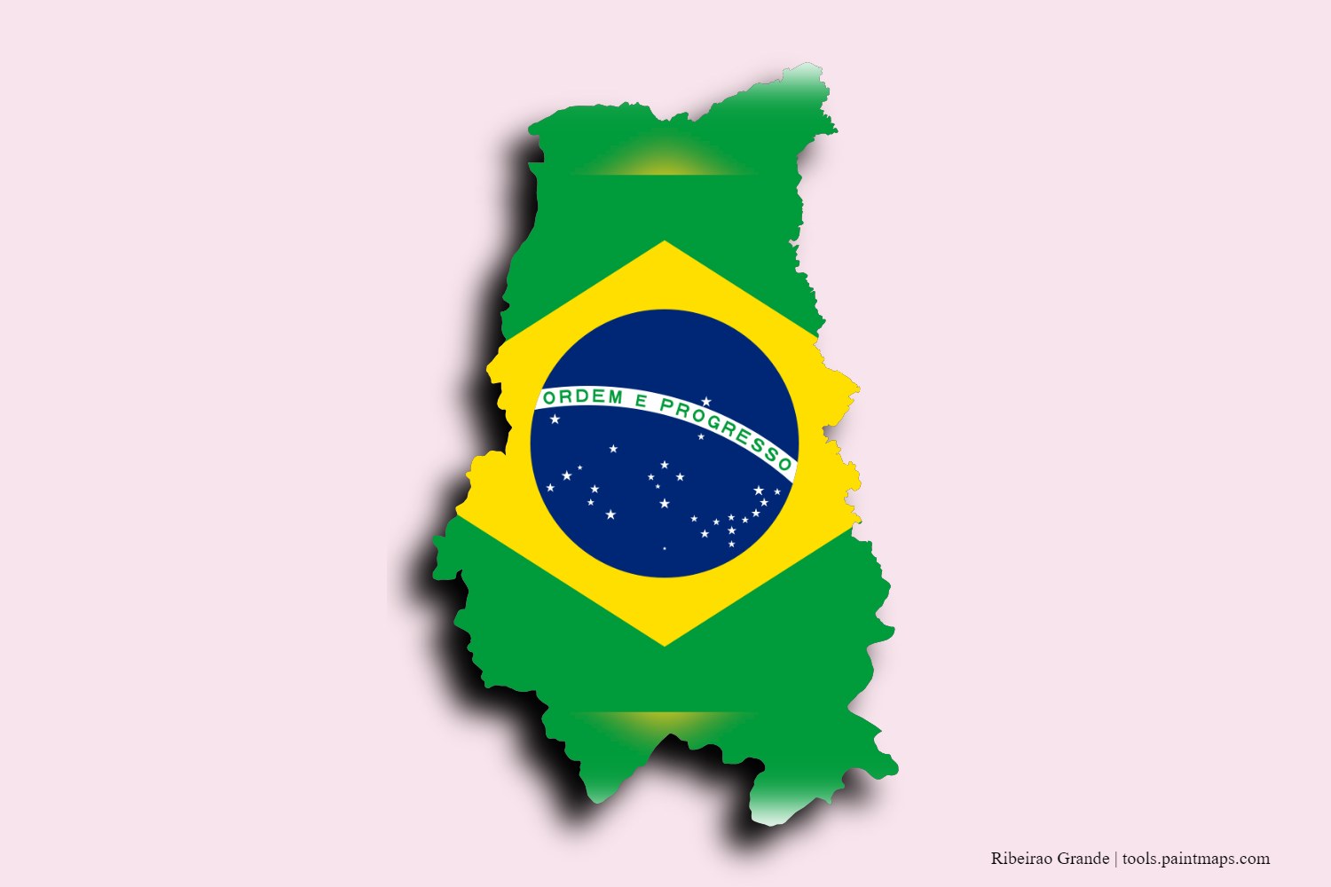 flag map of Ribeirao Grande with 3D shadow effect