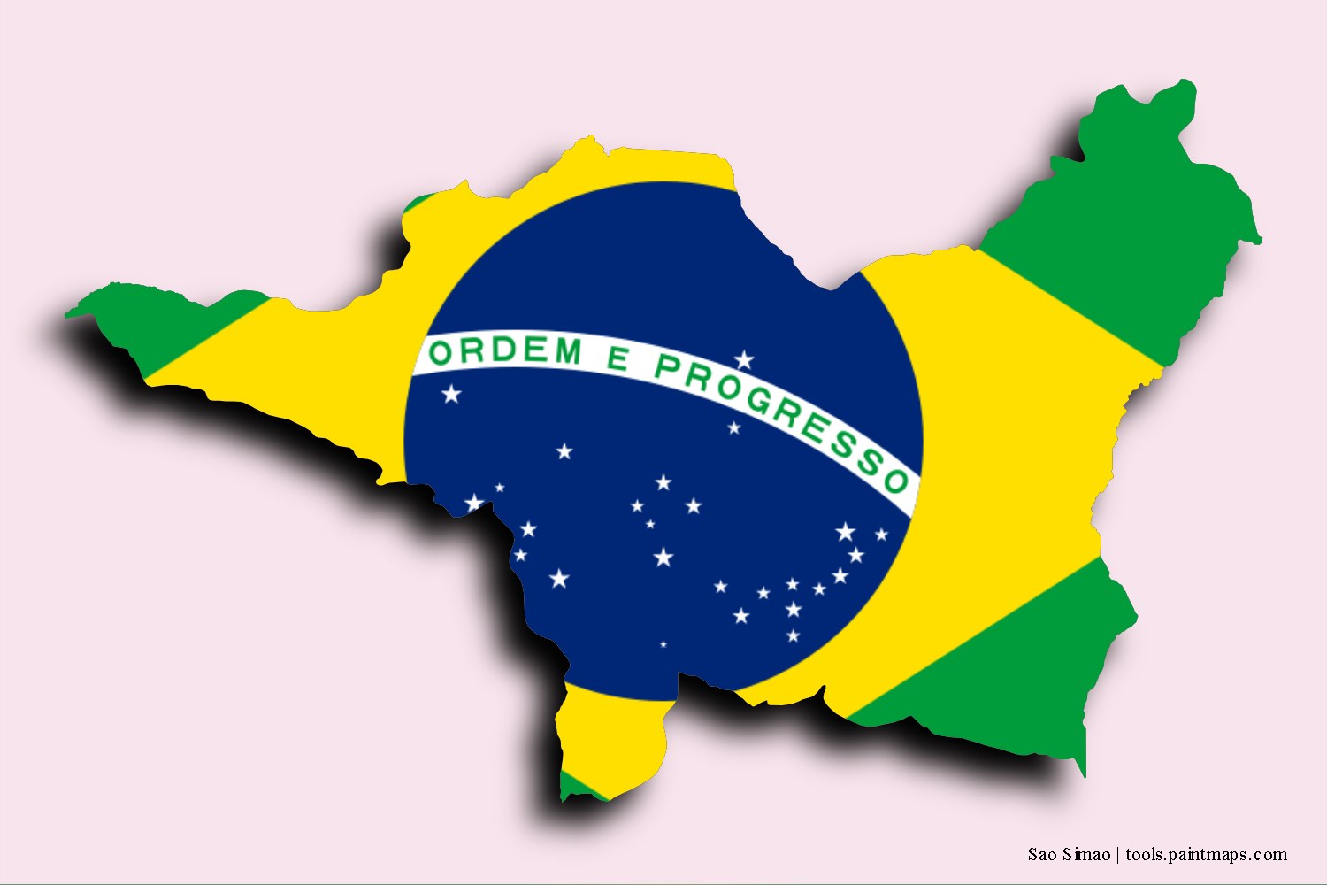 Mapa de la bandera de Sao Simao con efecto de sombra 3D