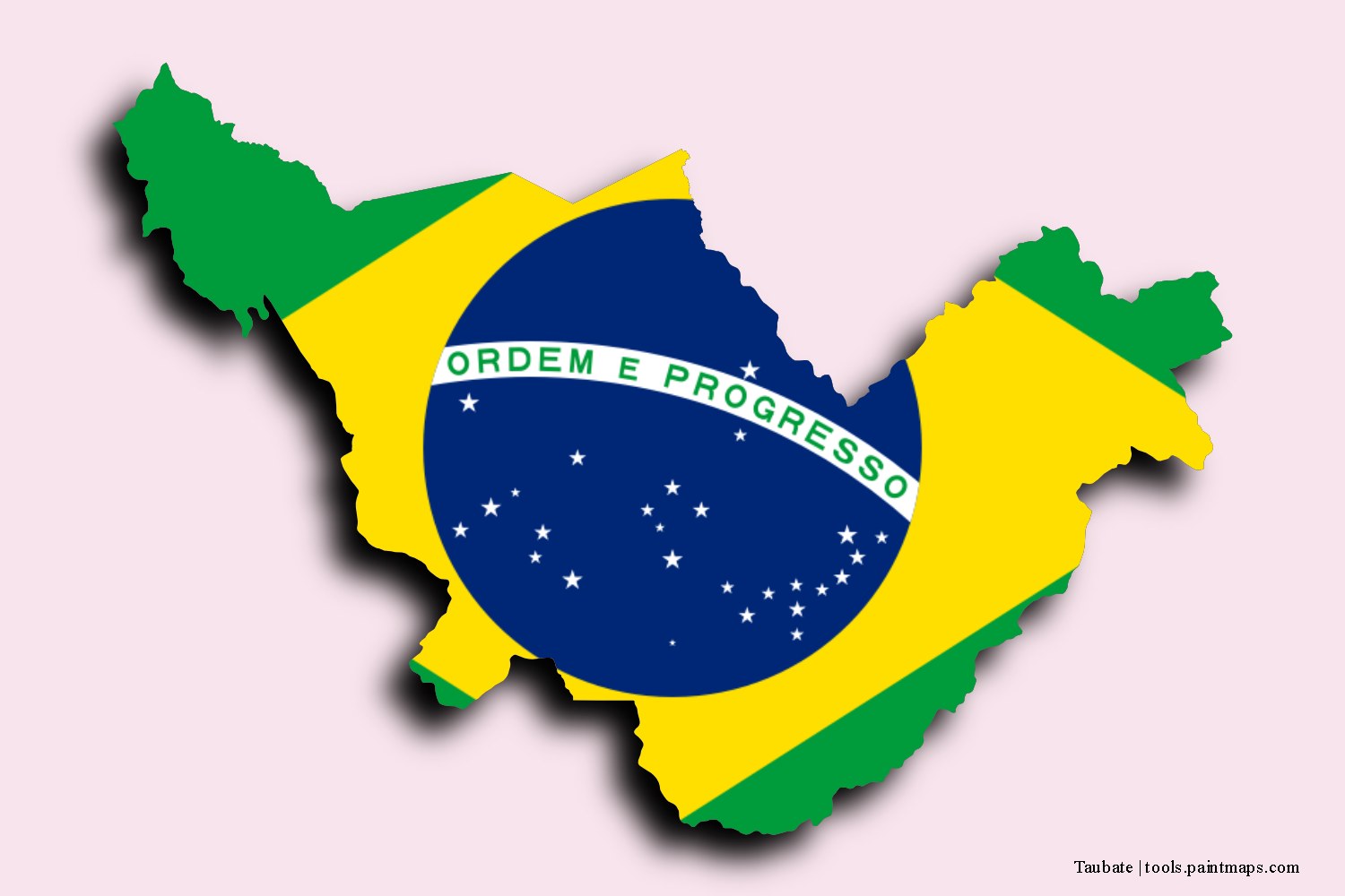 flag map of Taubate with 3D shadow effect