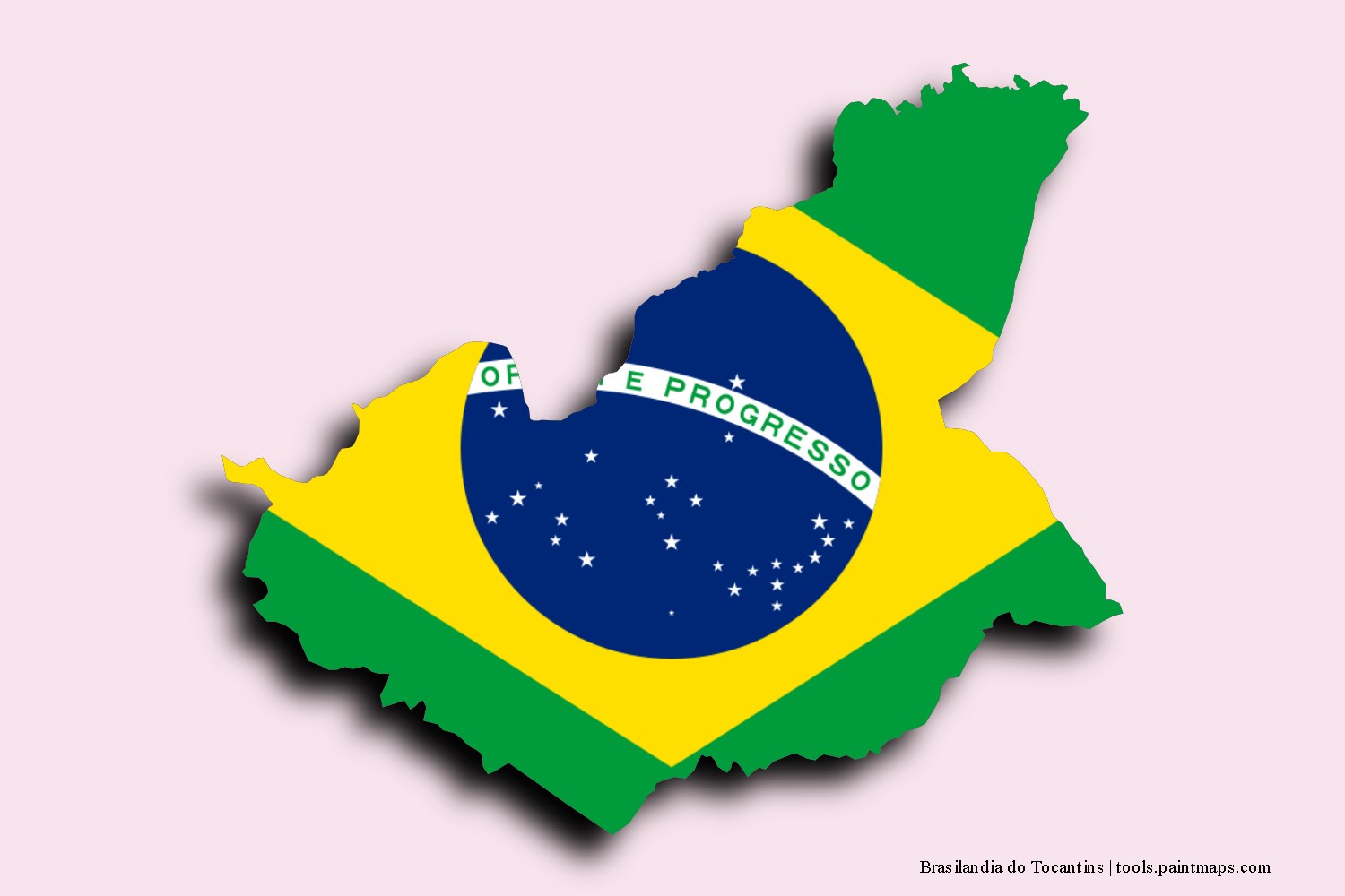 flag map of Brasilandia do Tocantins with 3D shadow effect