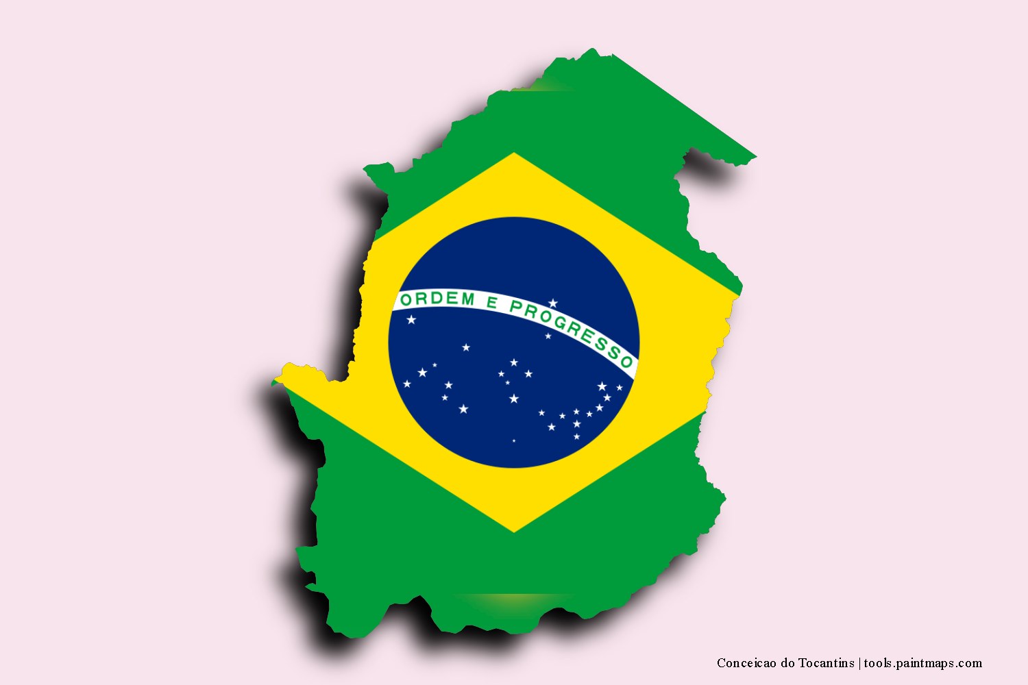 flag map of Conceicao do Tocantins with 3D shadow effect