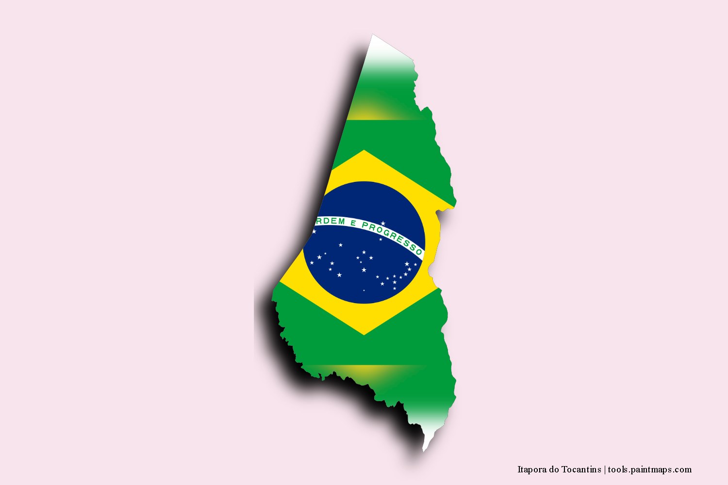 Mapa de la bandera de Itapora do Tocantins con efecto de sombra 3D