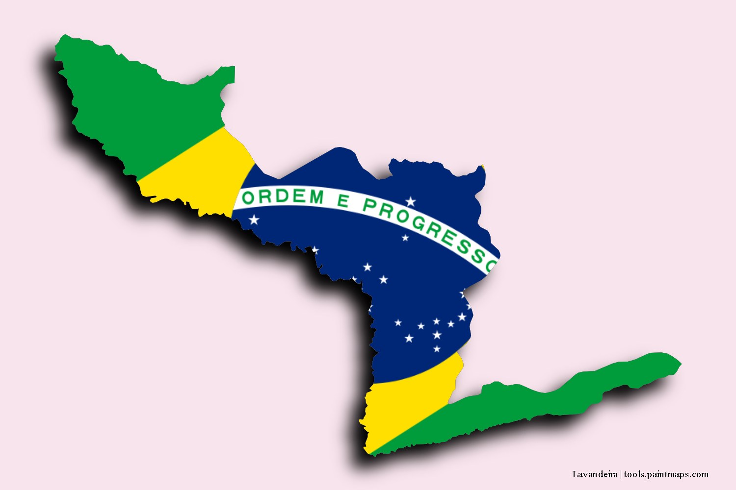 Mapa de la bandera de Lavandeira con efecto de sombra 3D