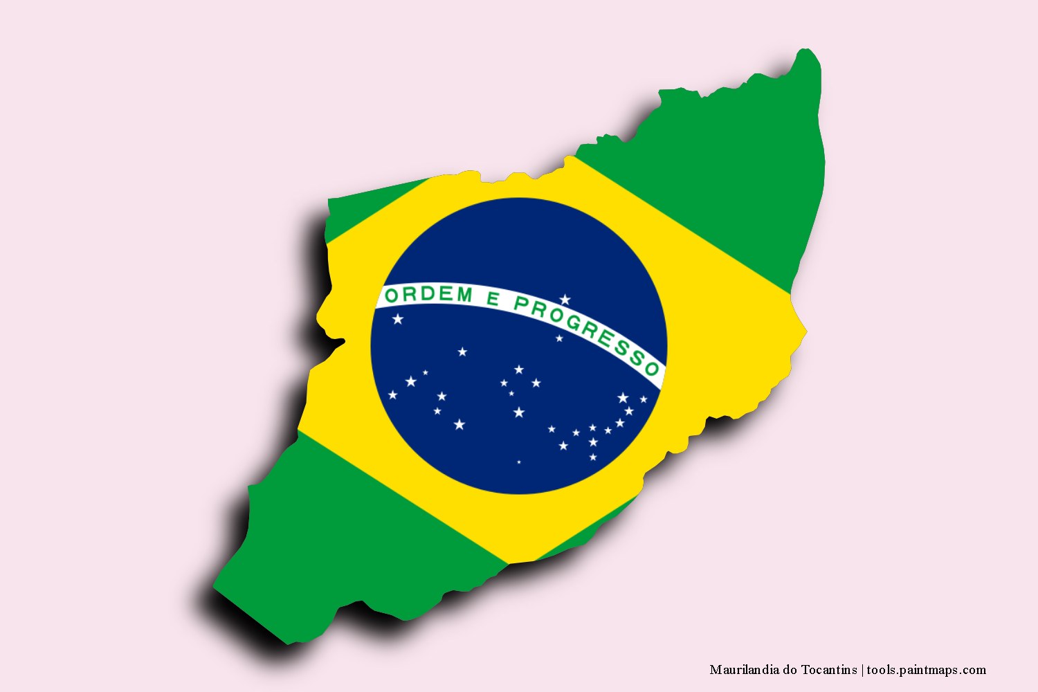 flag map of Maurilandia do Tocantins with 3D shadow effect