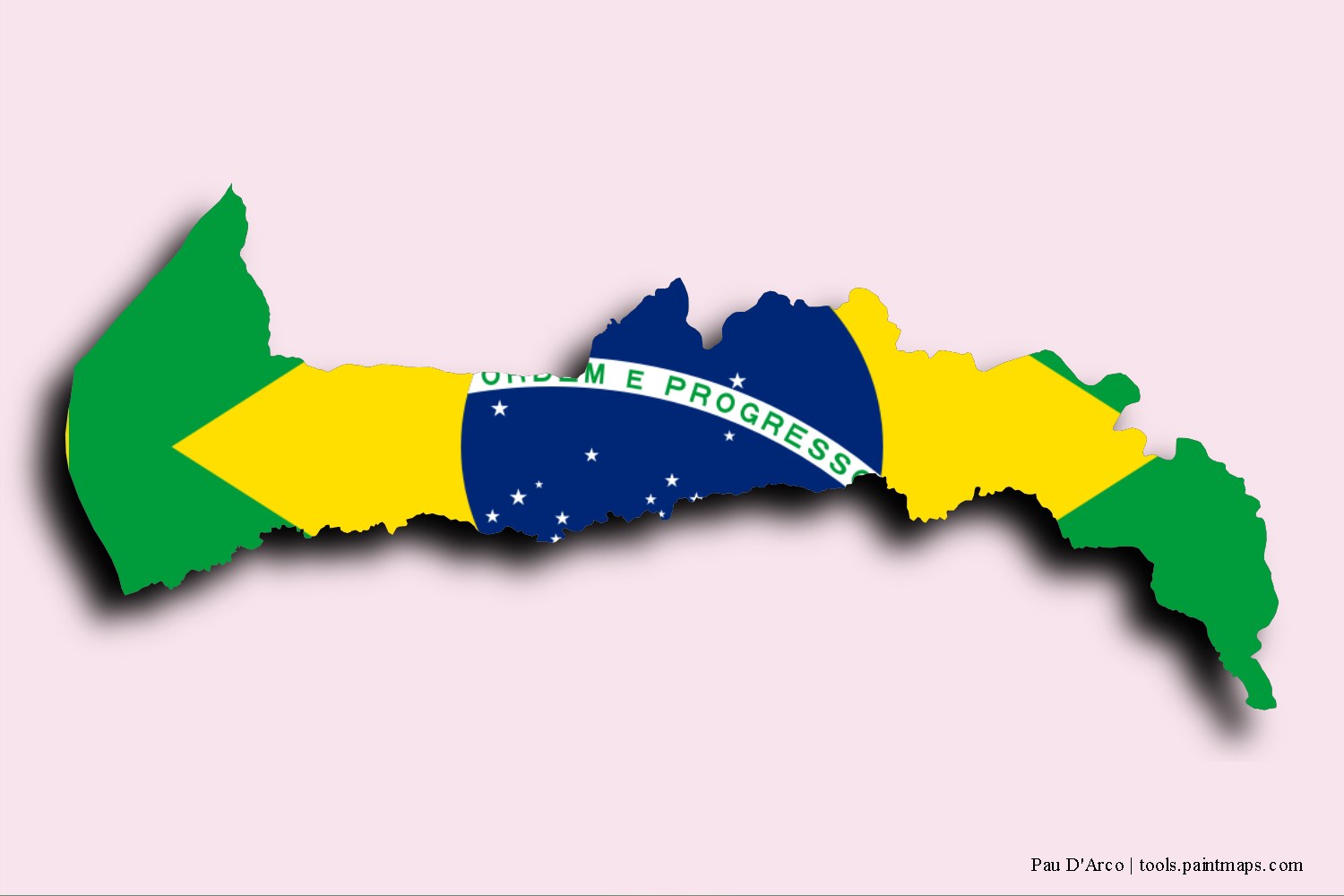 Mapa de la bandera de Pau D'Arco con efecto de sombra 3D