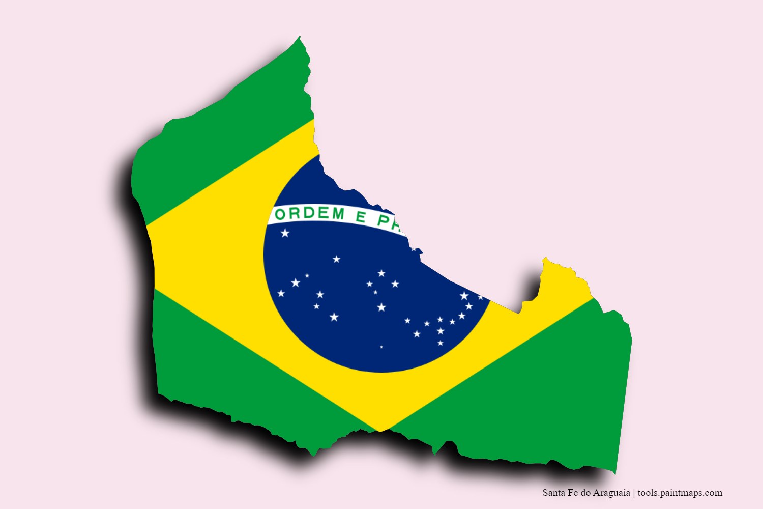 flag map of Santa Fe do Araguaia with 3D shadow effect