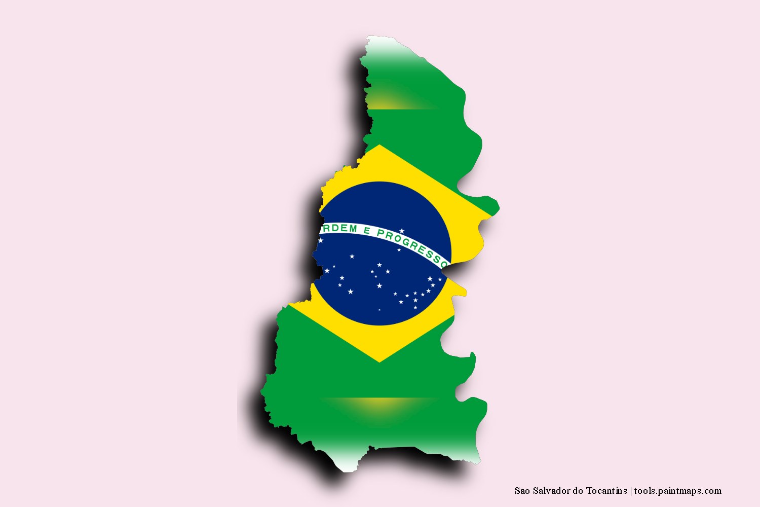 Mapa de la bandera de Sao Salvador do Tocantins con efecto de sombra 3D