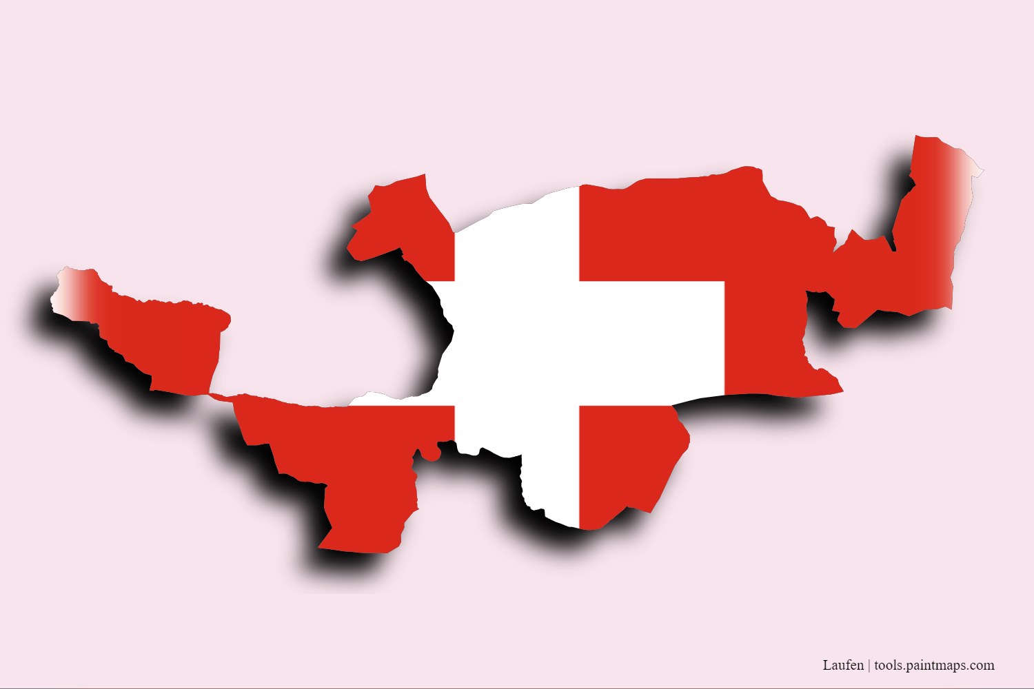 flag map of Laufen with 3D shadow effect