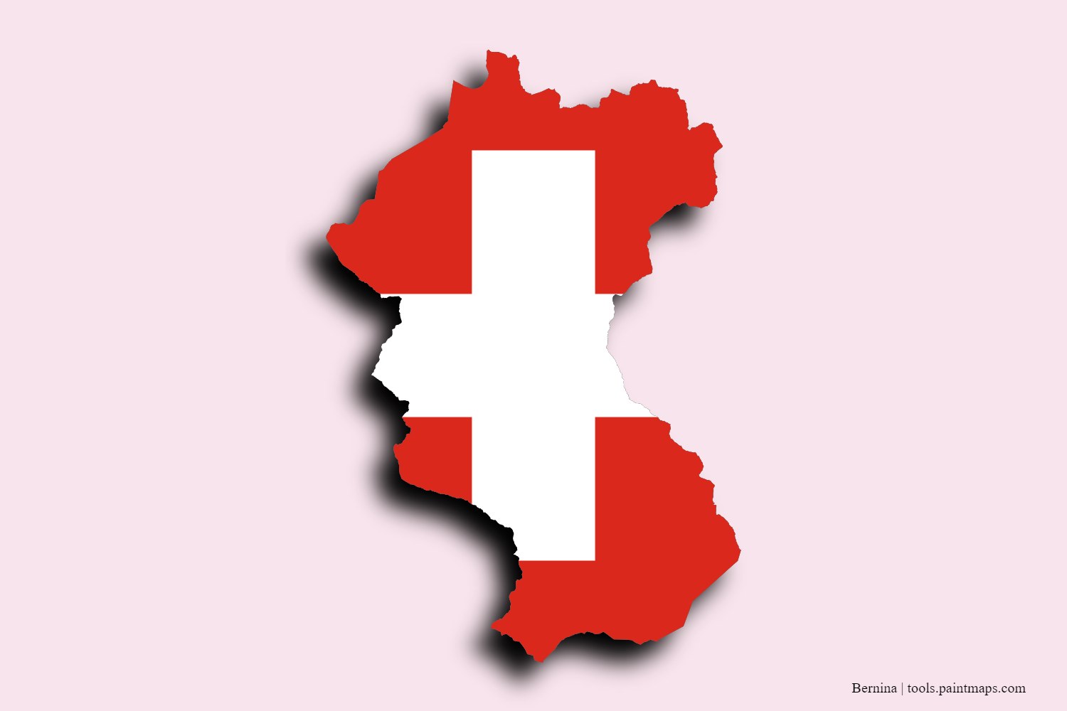 flag map of Bernina with 3D shadow effect