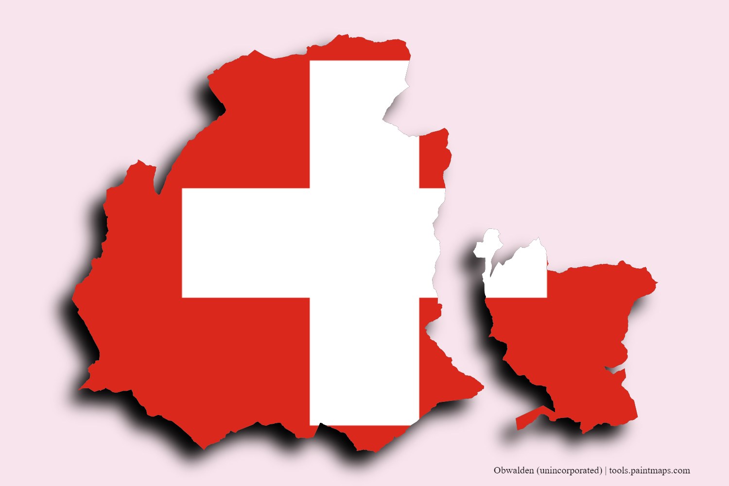 Mapa de la bandera de Obwalden (unincorporated) con efecto de sombra 3D