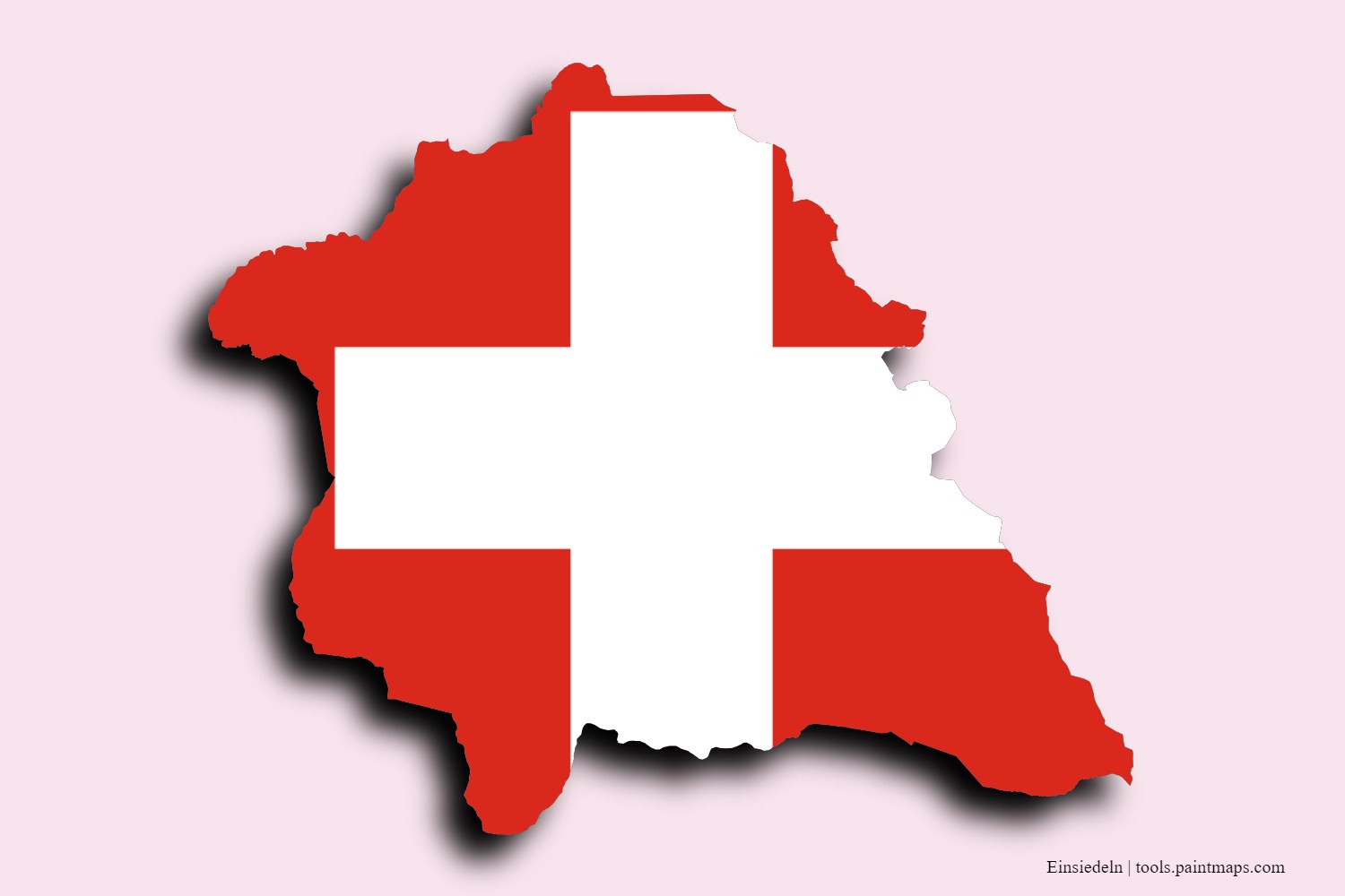 flag map of Einsiedeln with 3D shadow effect