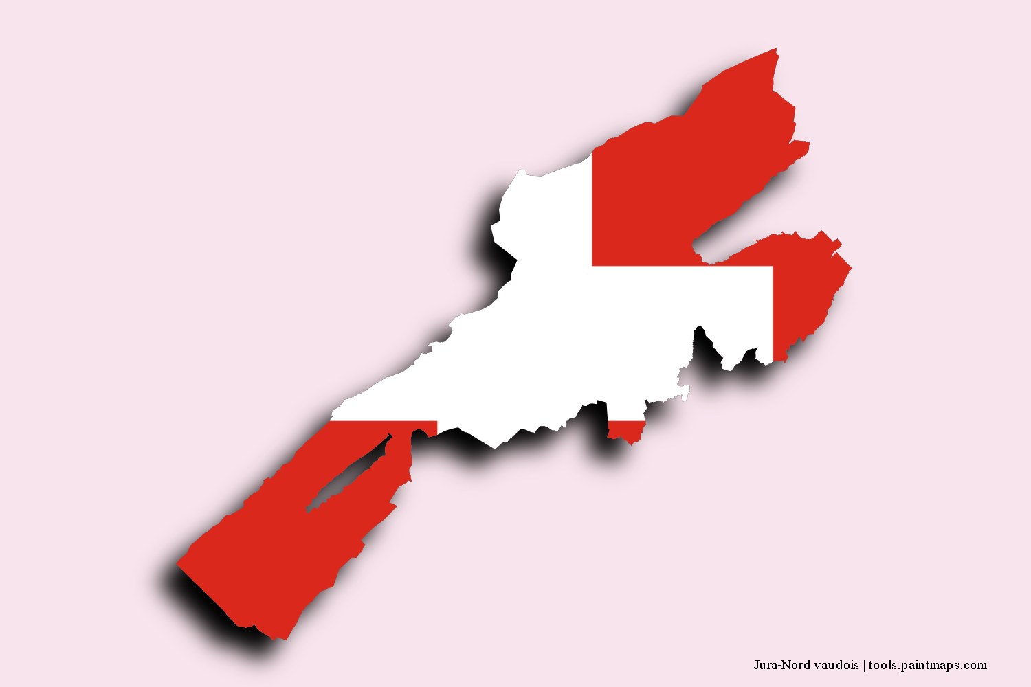 Mapa de la bandera de Jura-Nord vaudois con efecto de sombra 3D