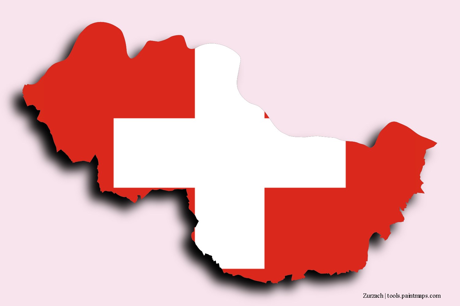 flag map of Zurzach with 3D shadow effect