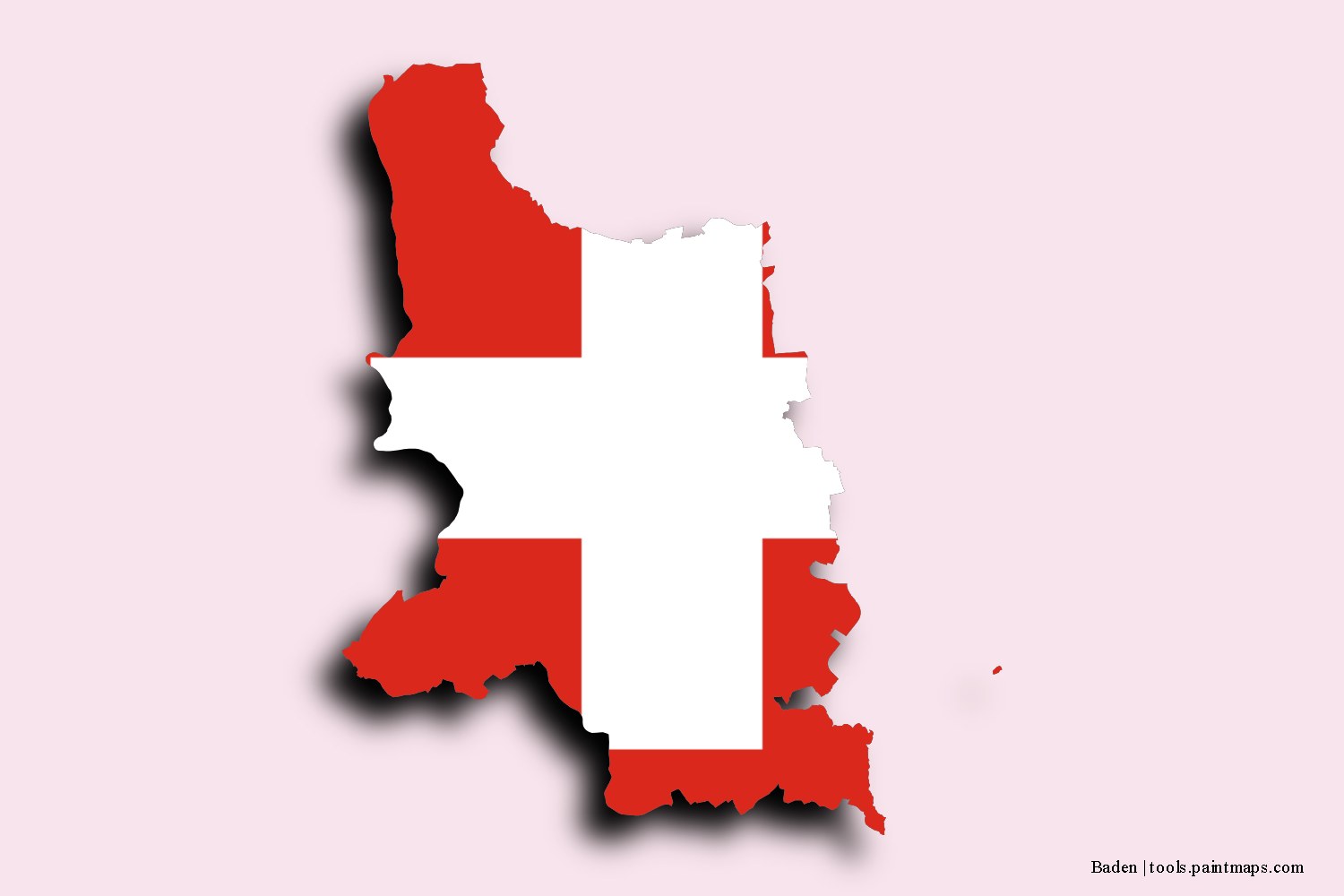 flag map of Baden with 3D shadow effect