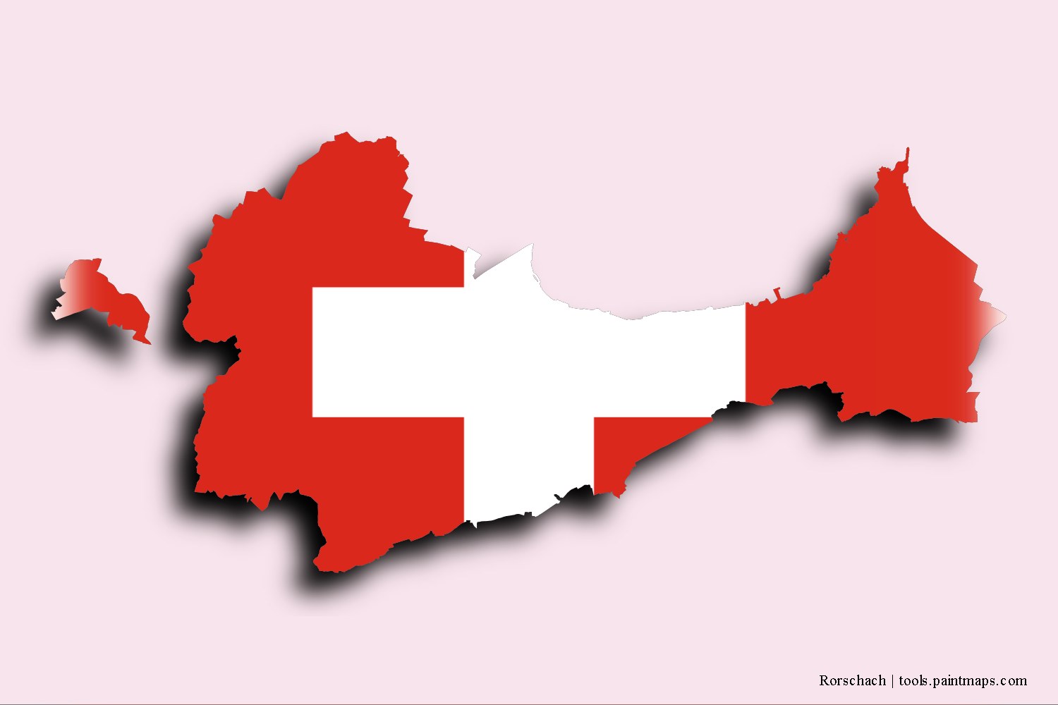 flag map of Rorschach with 3D shadow effect