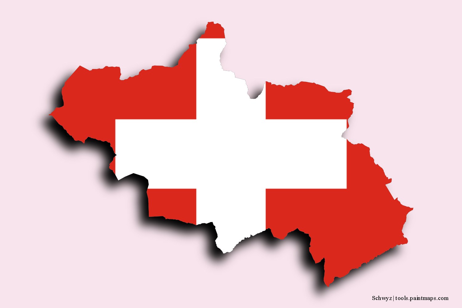 Mapa de la bandera de Schwyz con efecto de sombra 3D