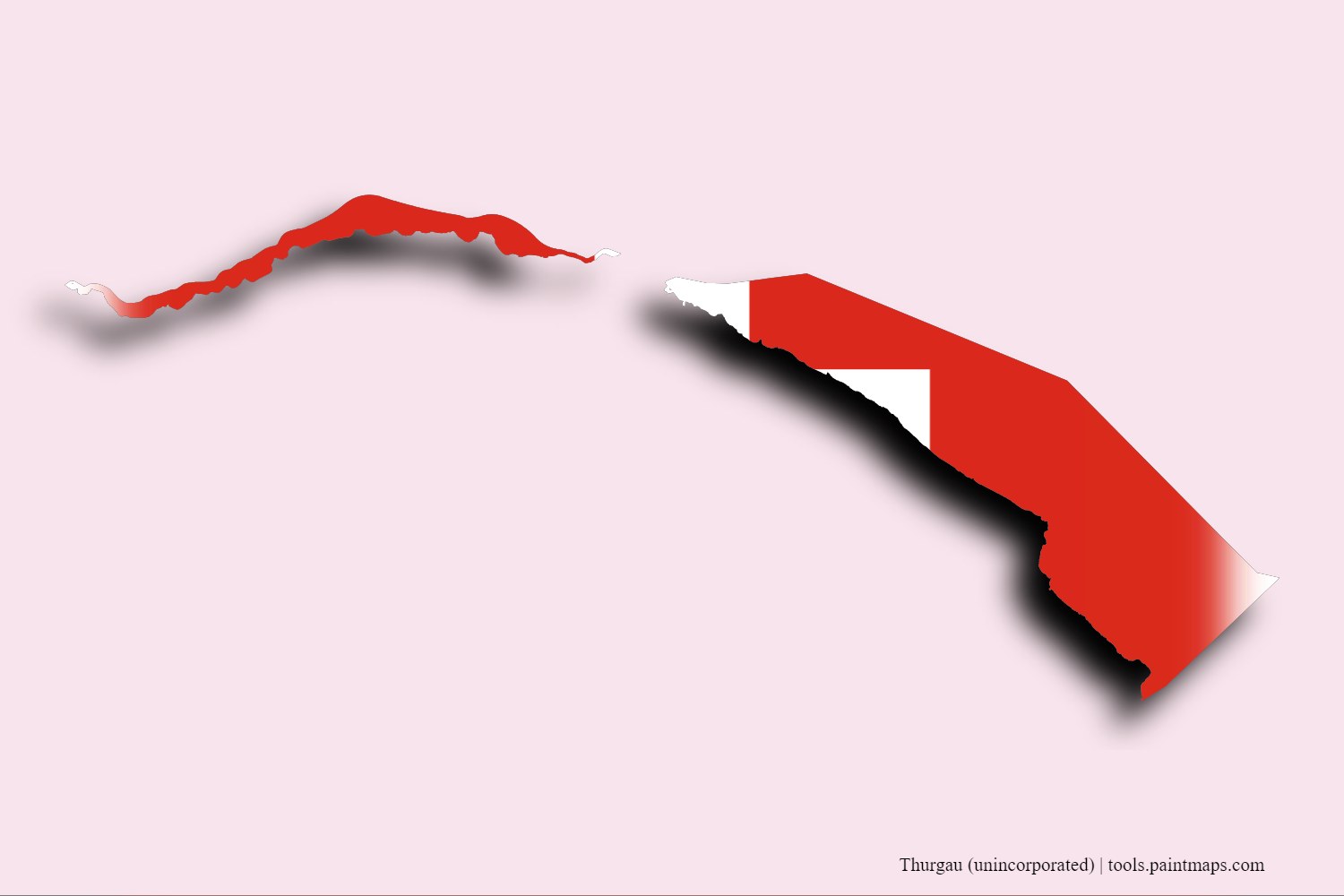 flag map of Thurgau with 3D shadow effect