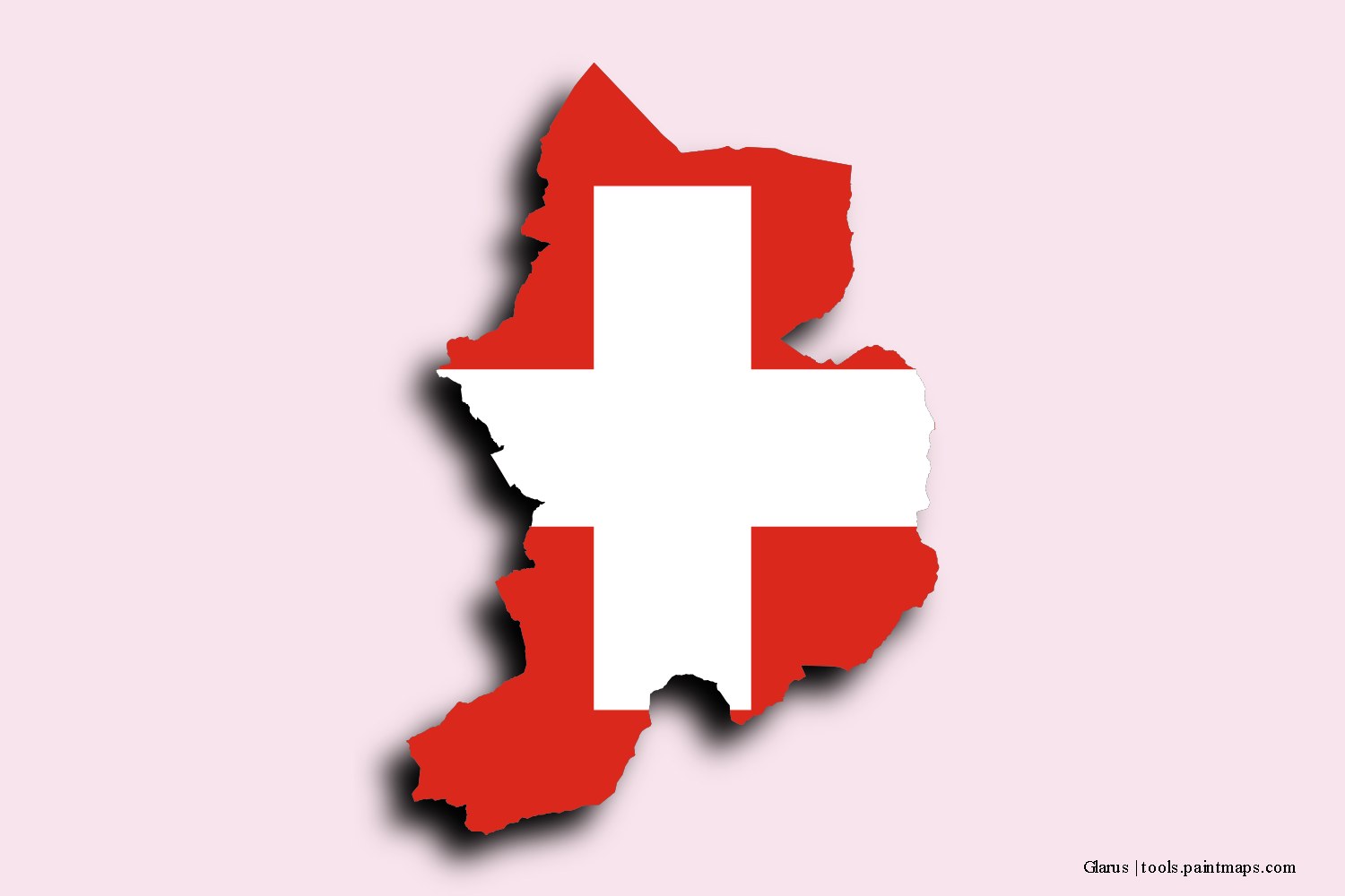 flag map of Glarus with 3D shadow effect